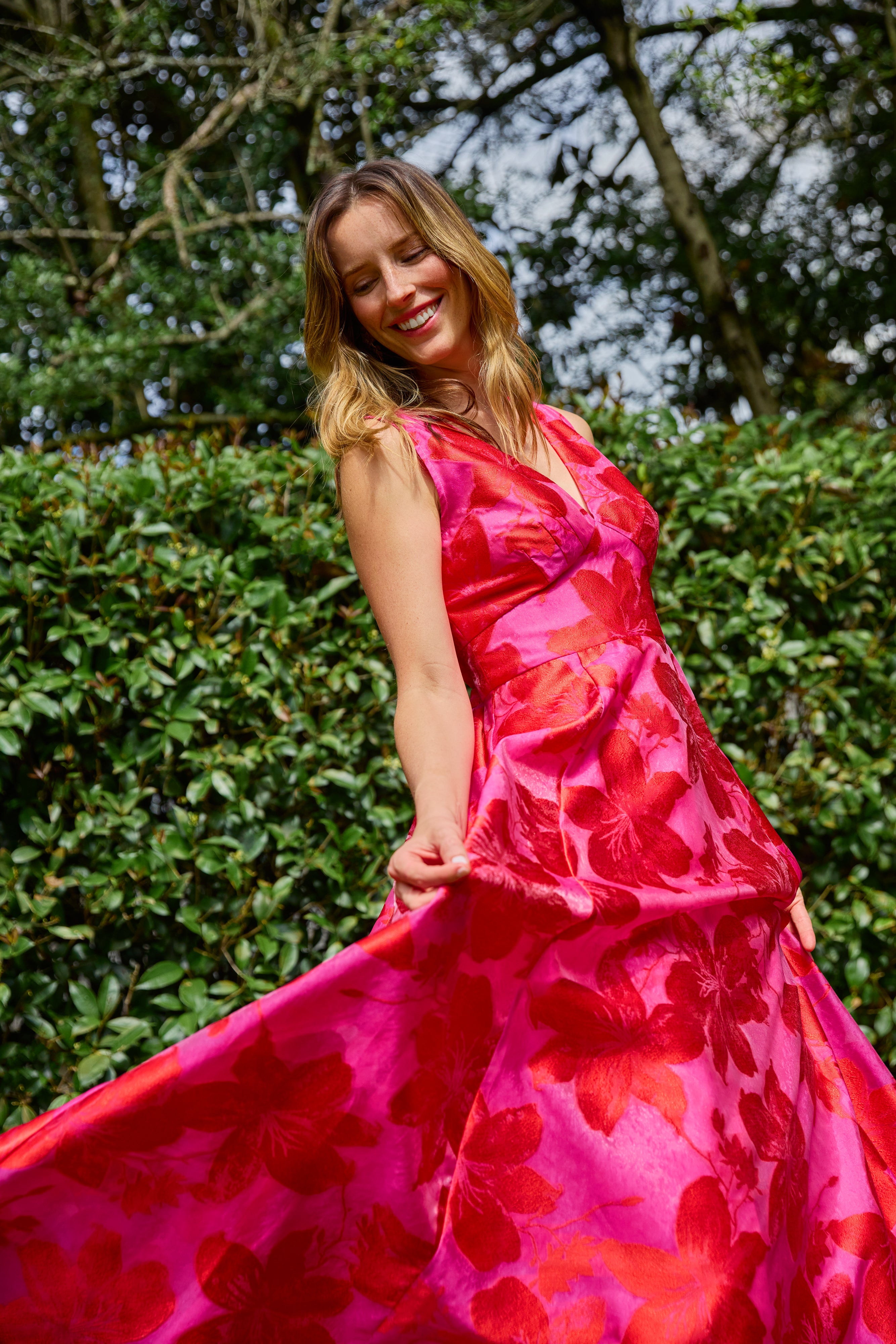 Martha Gown Red Azalea Organza