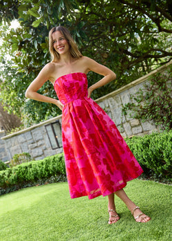 Catherine Dress Red Azalea Organza