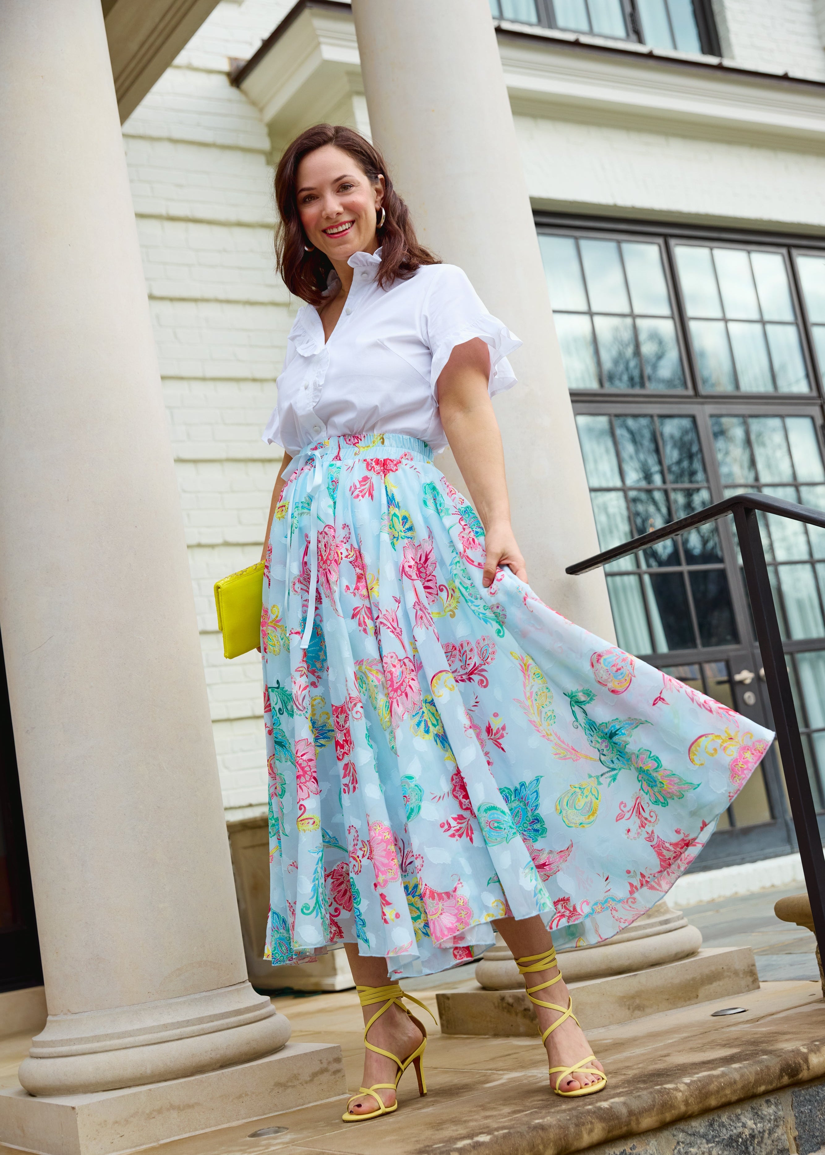 Sue Skirt Sky Blue Paisley Chiffon