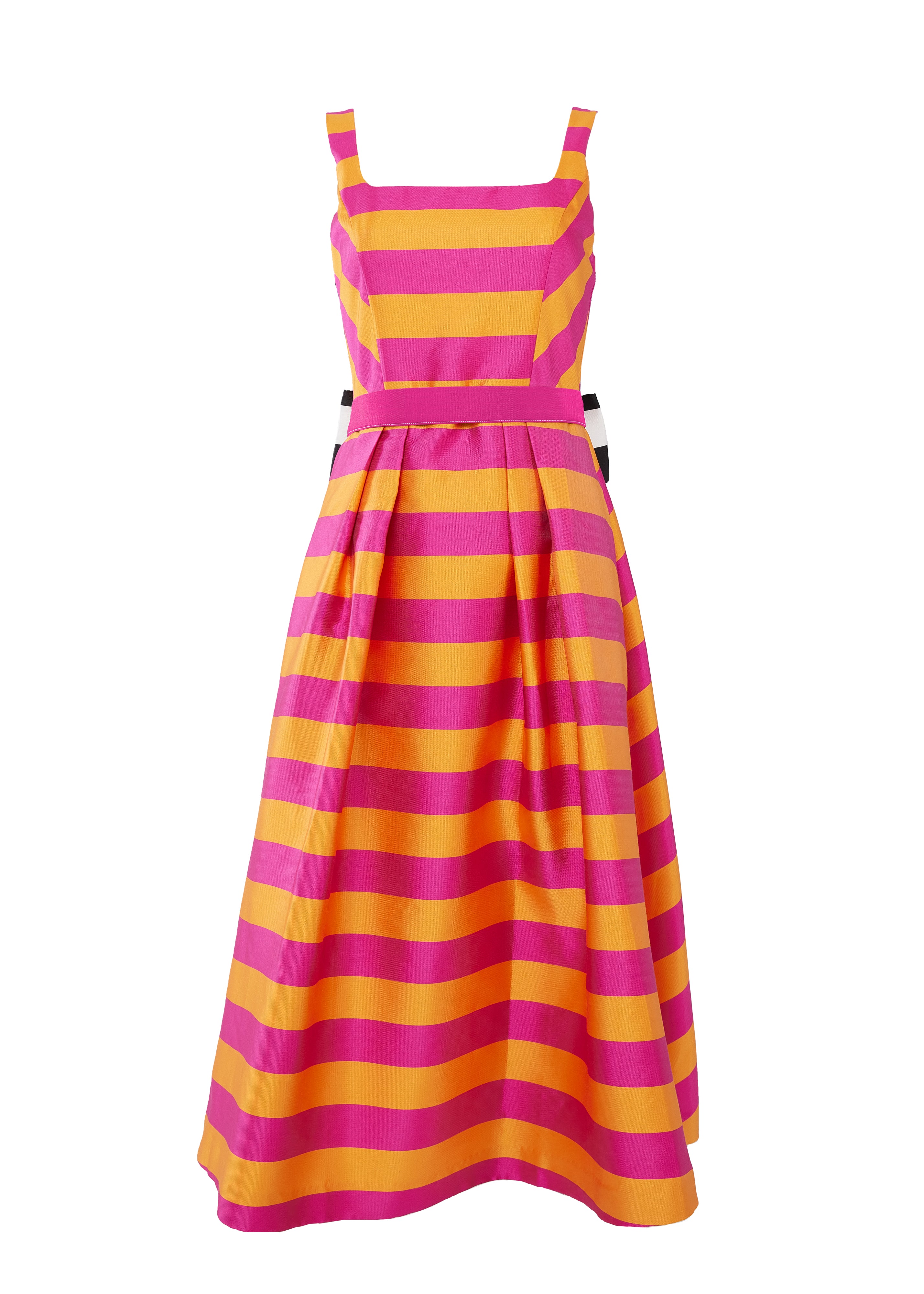 Victoria Dress Magenta Stripe Mikado