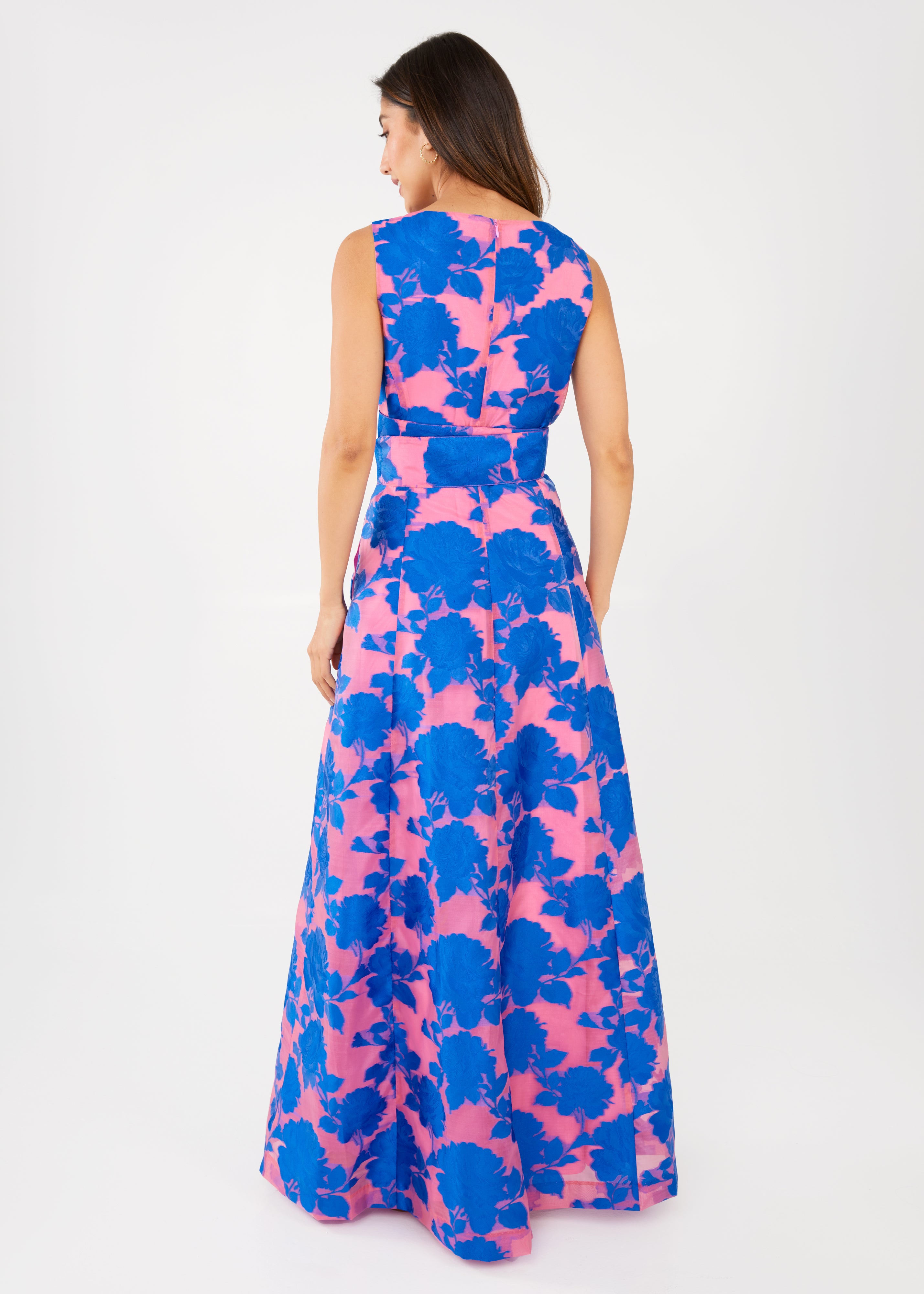 Arden Gown Pink and Blue Tea Rose Organza