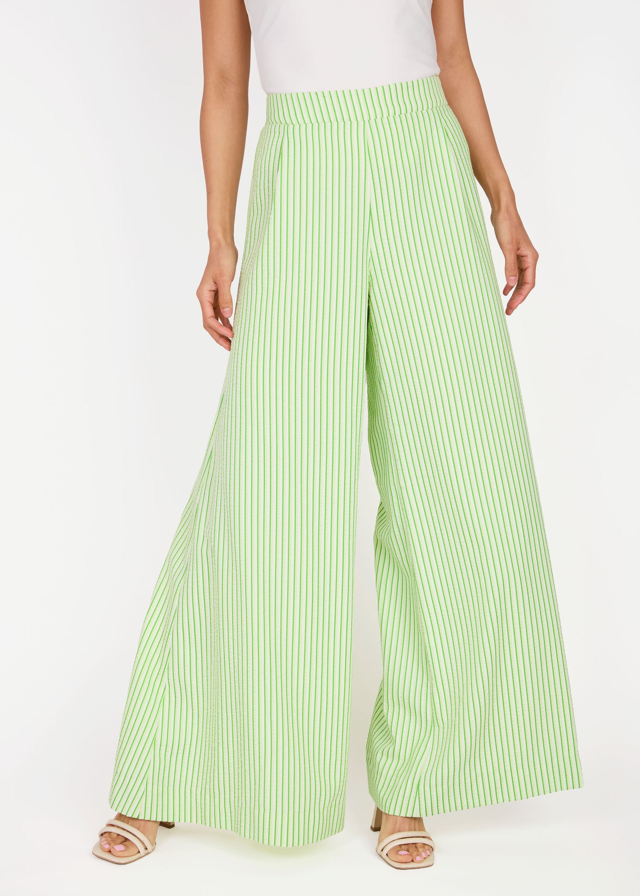 Goldie Pant Green Stripe Seersucker
