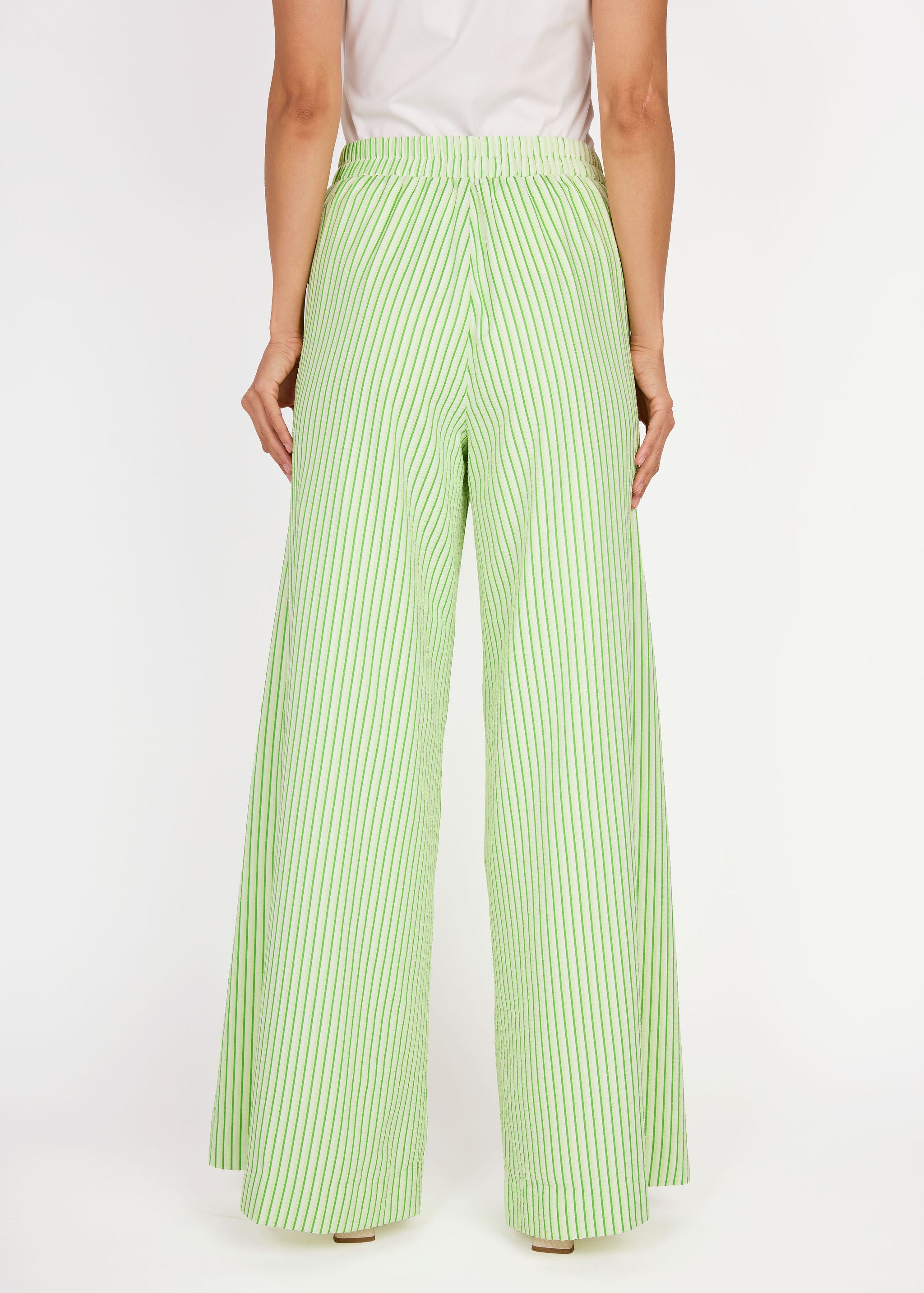Goldie Pant Green Stripe Seersucker