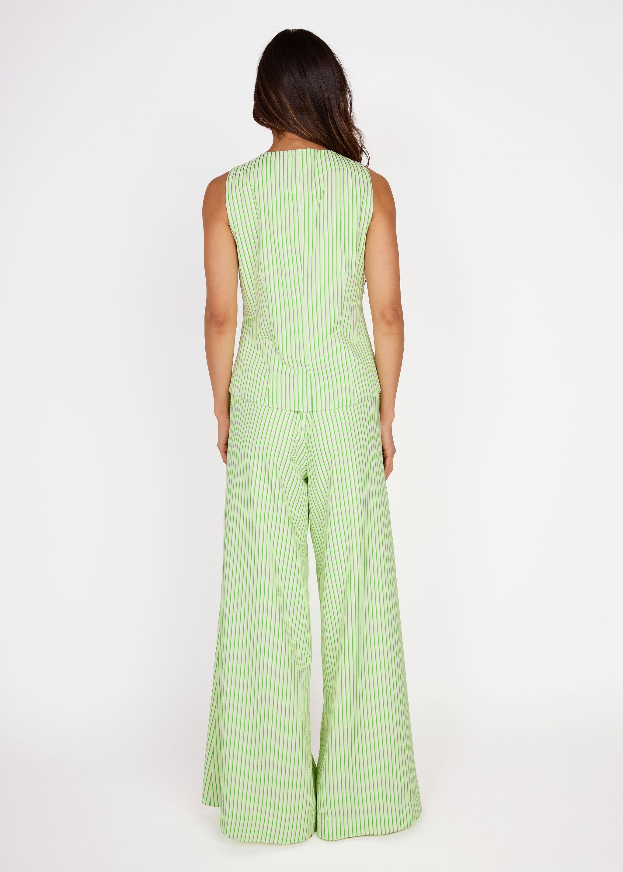 Callie Top Green Stripe Seersucker