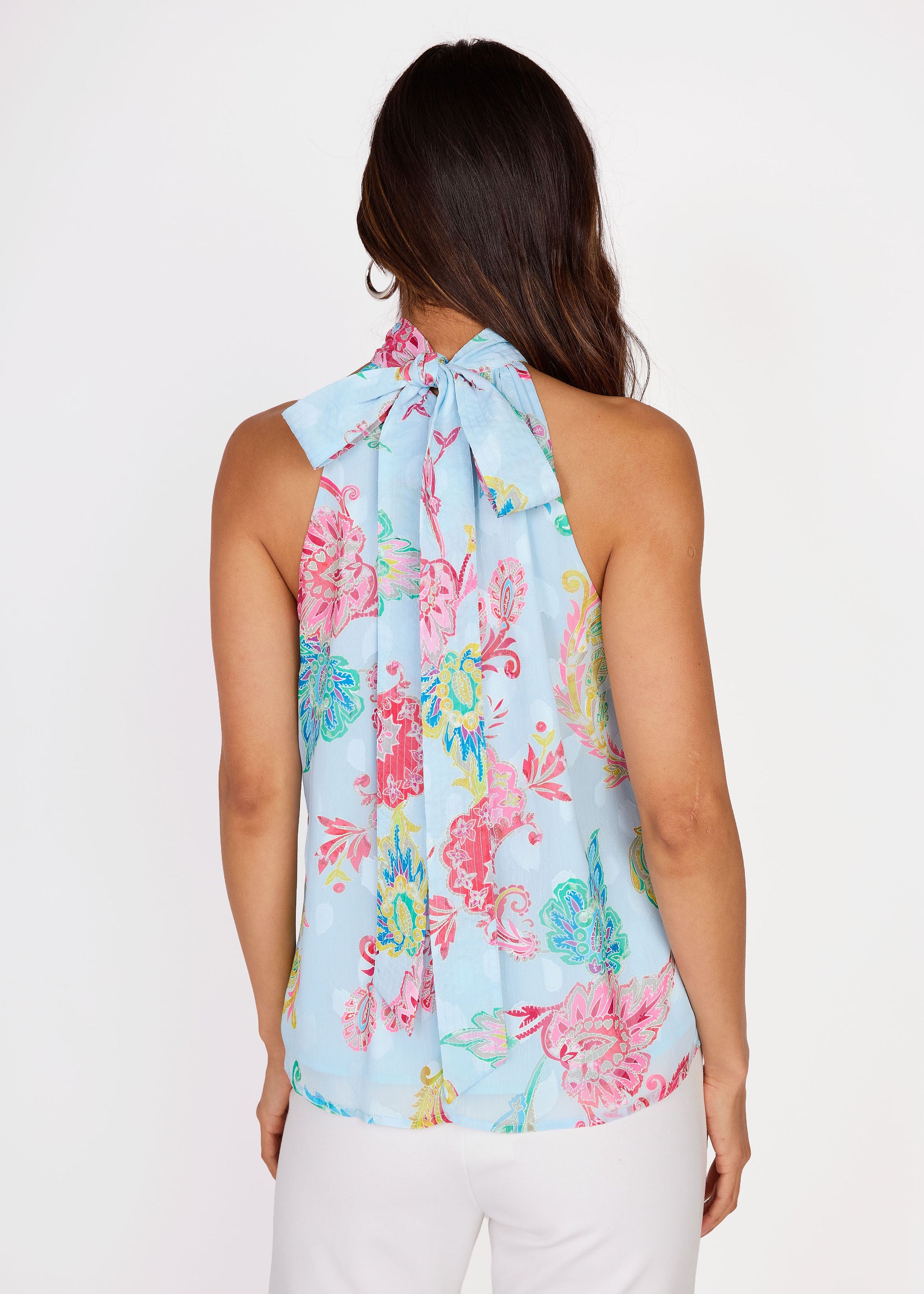 Rory Top Sky Blue Paisley Chiffon