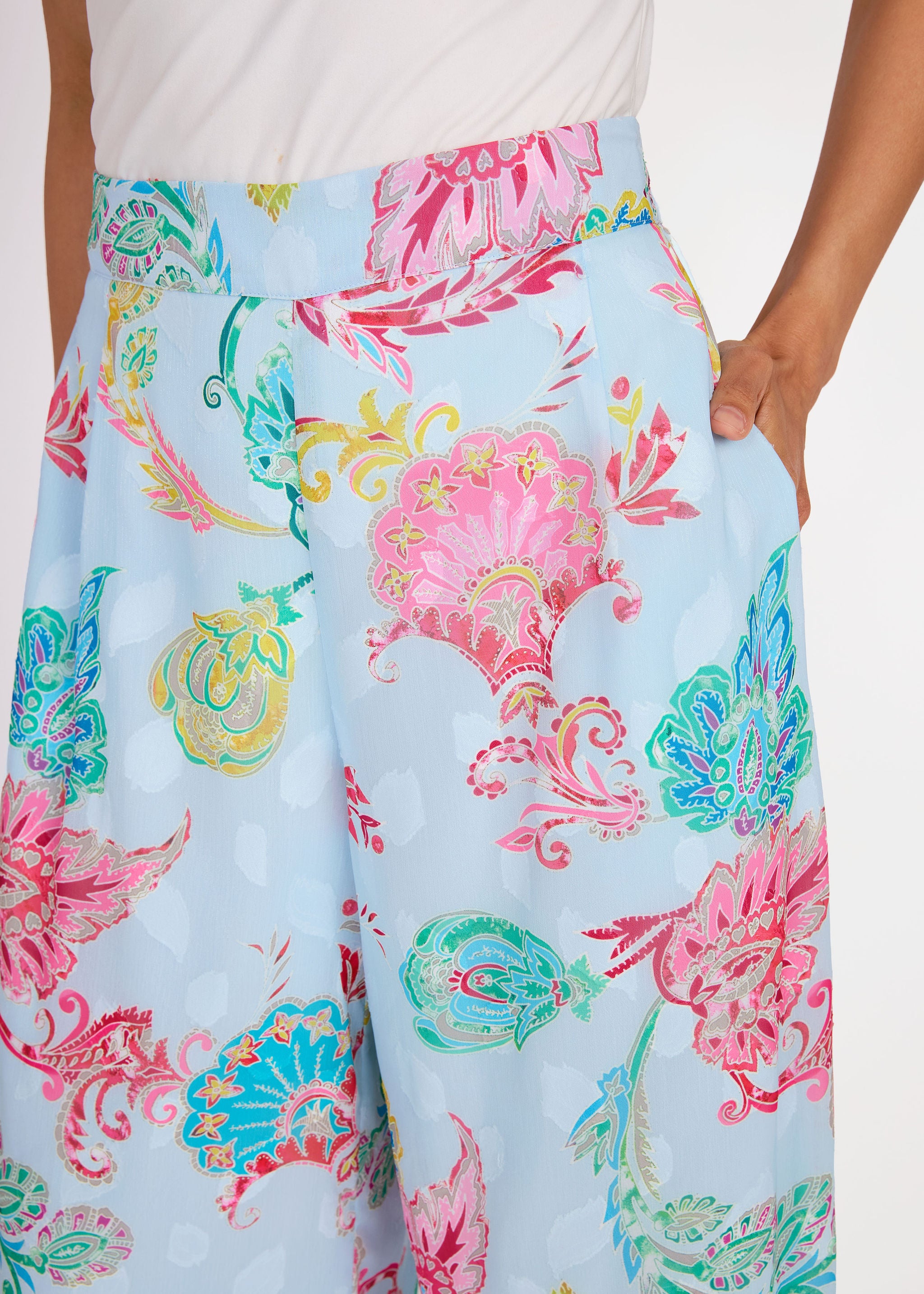 Goldie Pant Sky Blue Paisley Chiffon