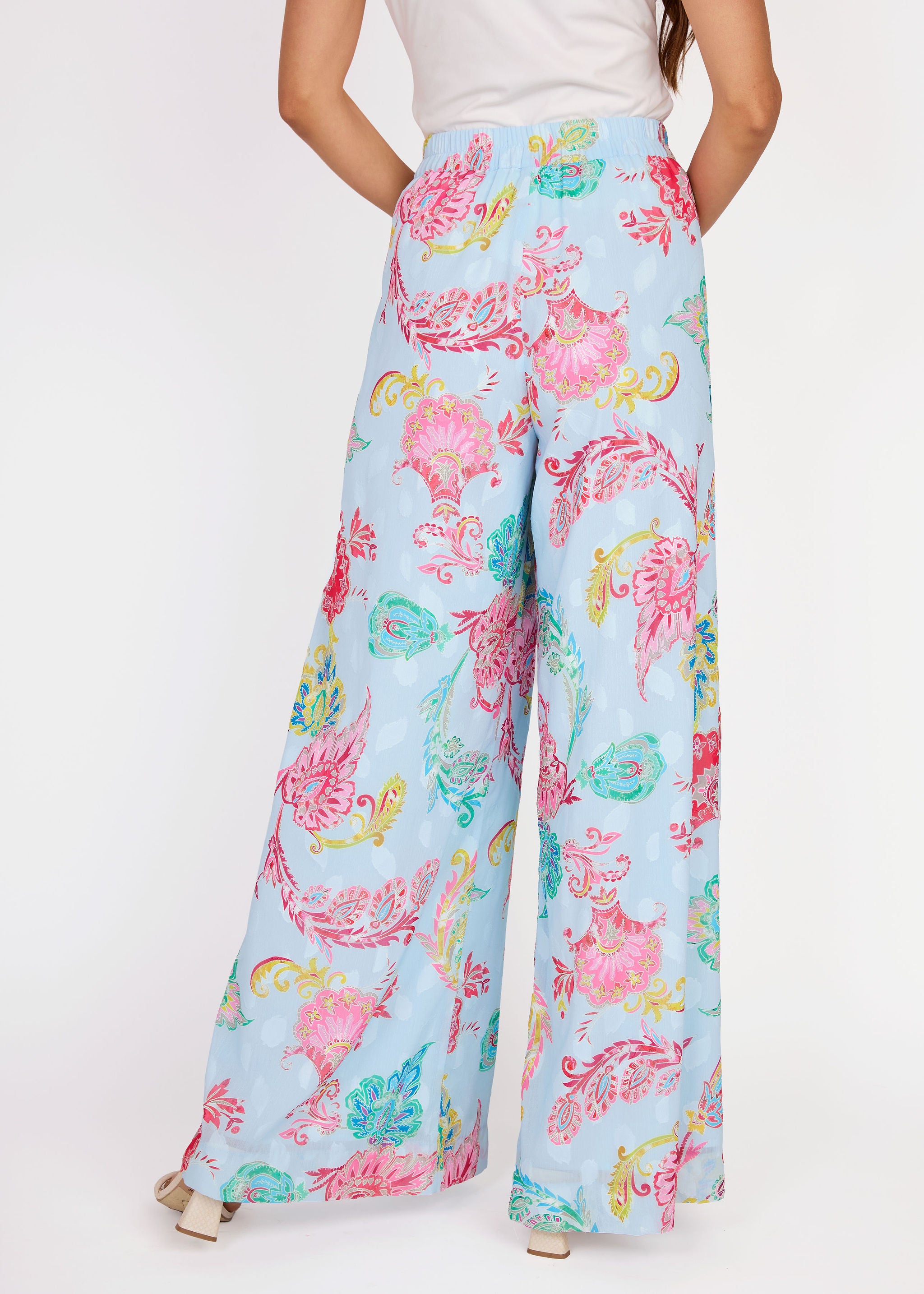 Goldie Pant Sky Blue Paisley Chiffon