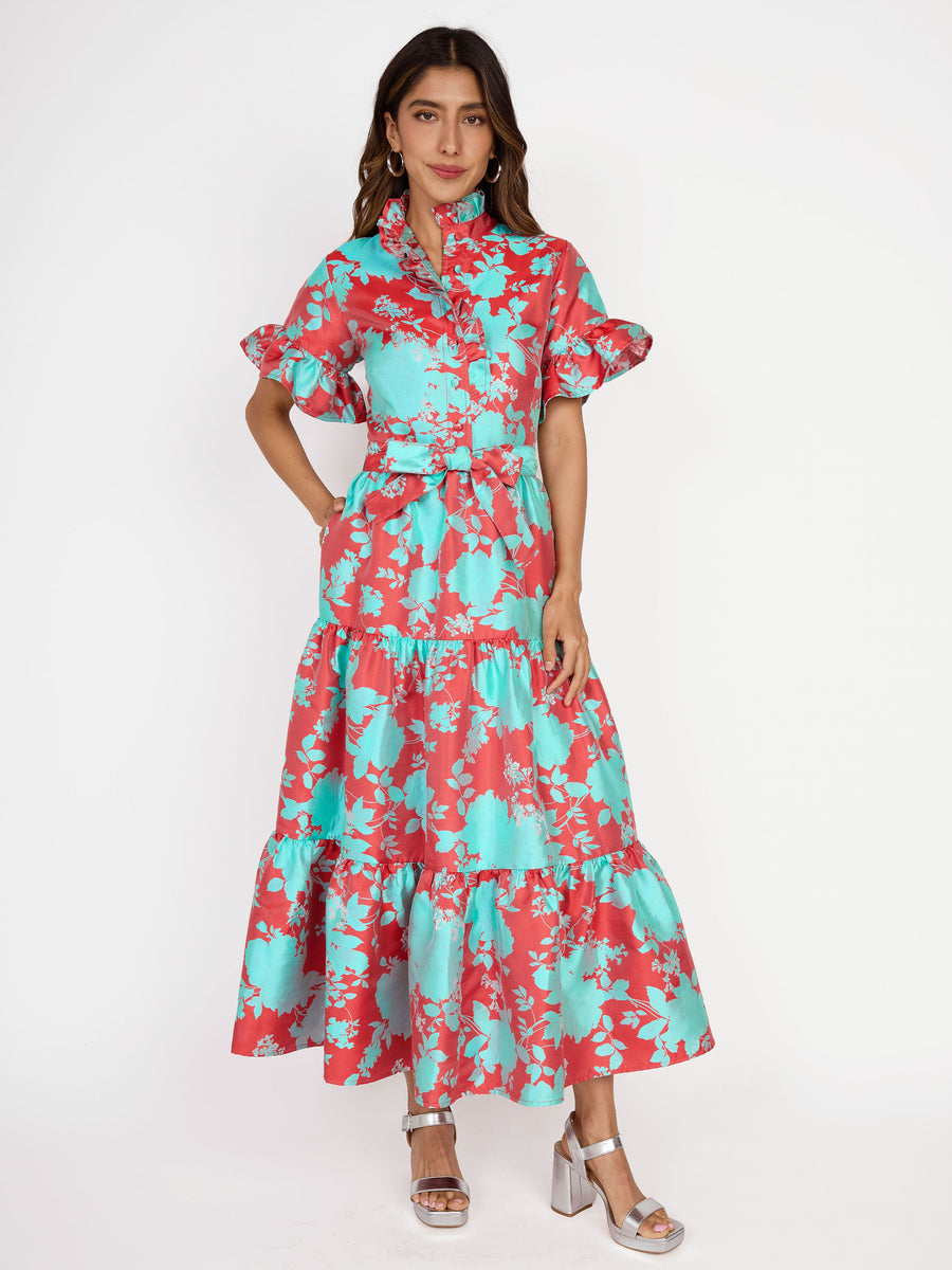 Sadie Maxi Dress Red Briar Bloom Jacquard