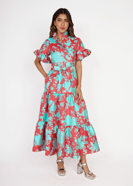 Sadie Maxi Dress Red Briar Bloom Jacquard