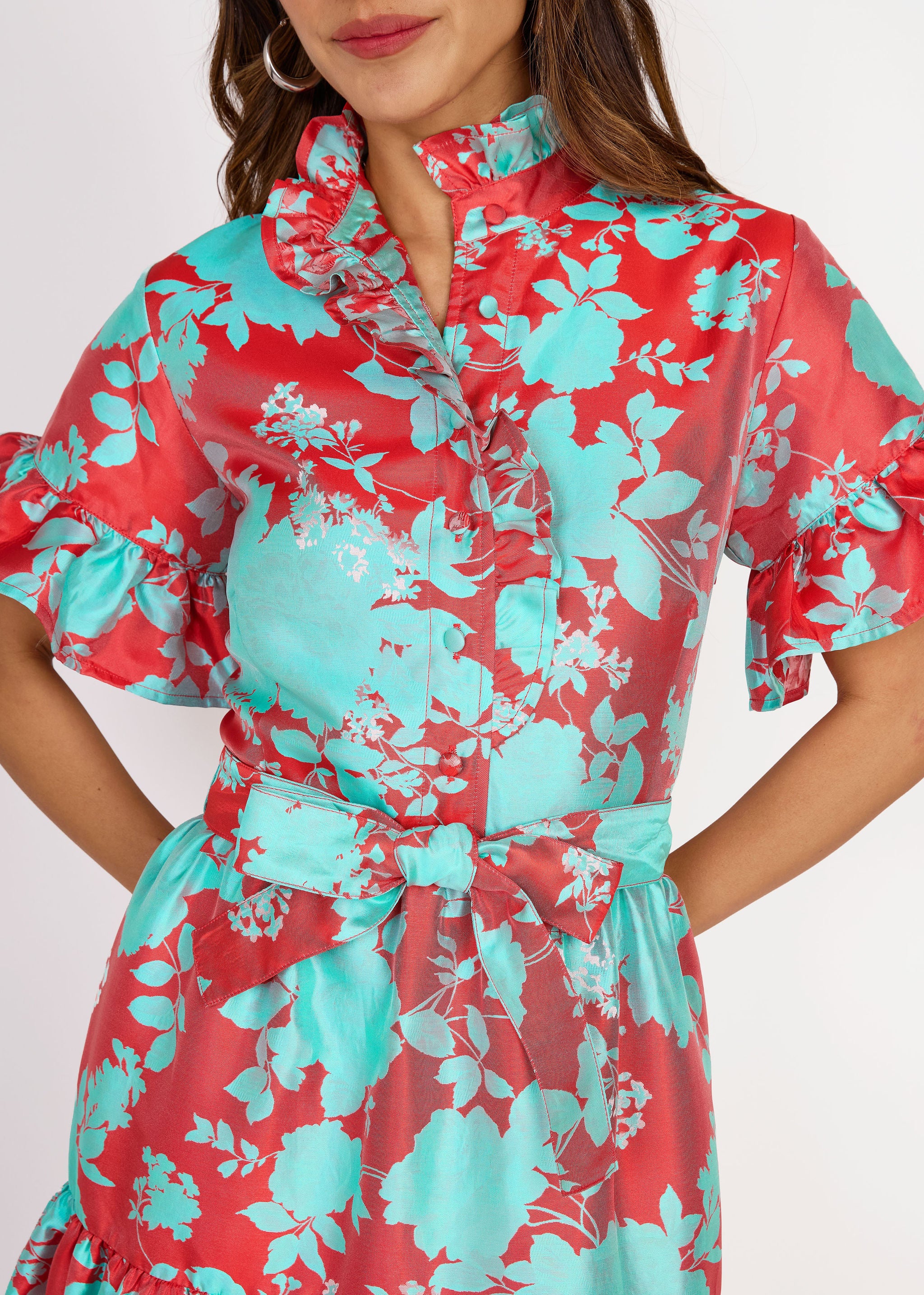Sadie Maxi Dress Red Briar Bloom Jacquard