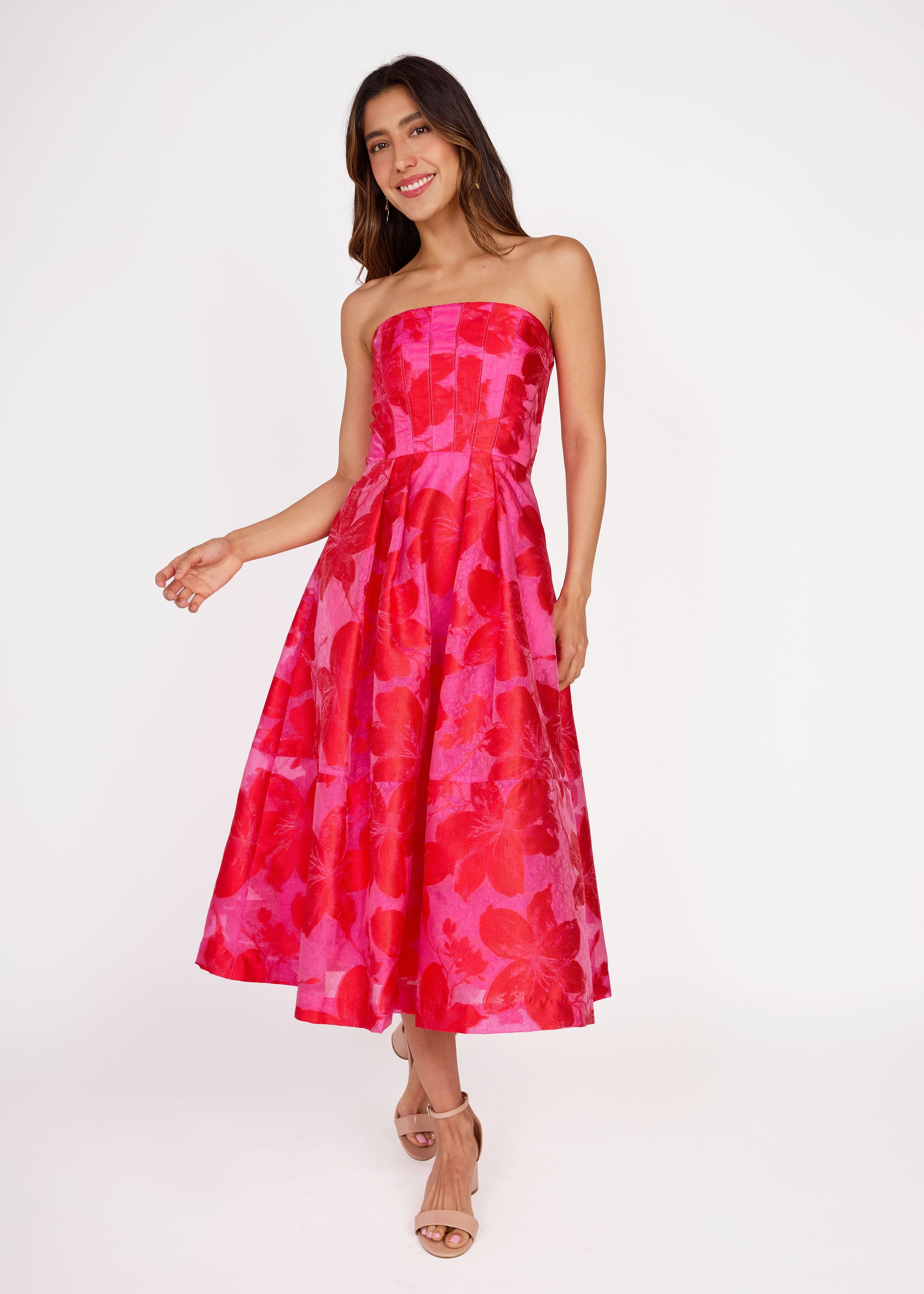 Catherine Dress Red Azalea Organza