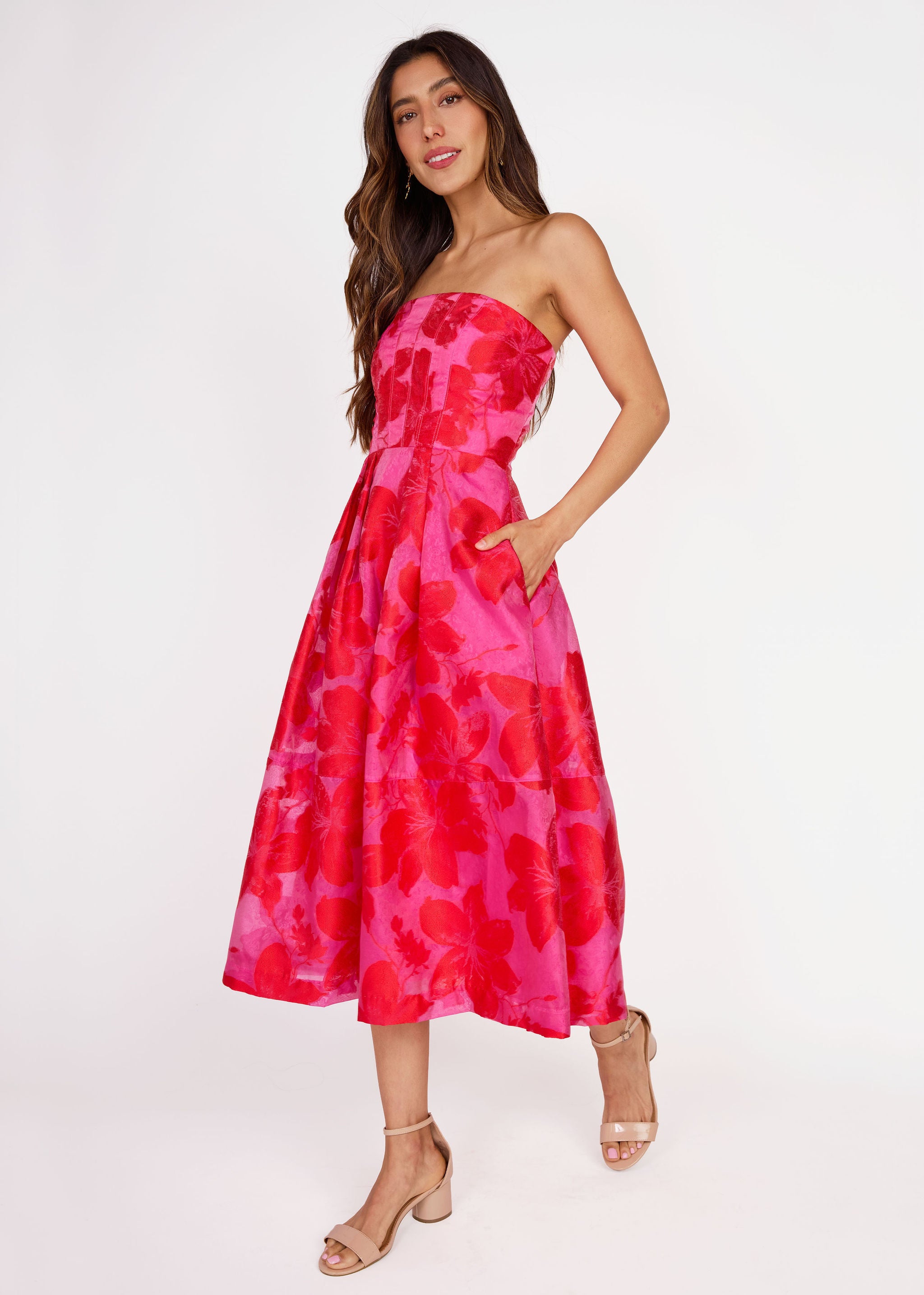 Catherine Dress Red Azalea Organza