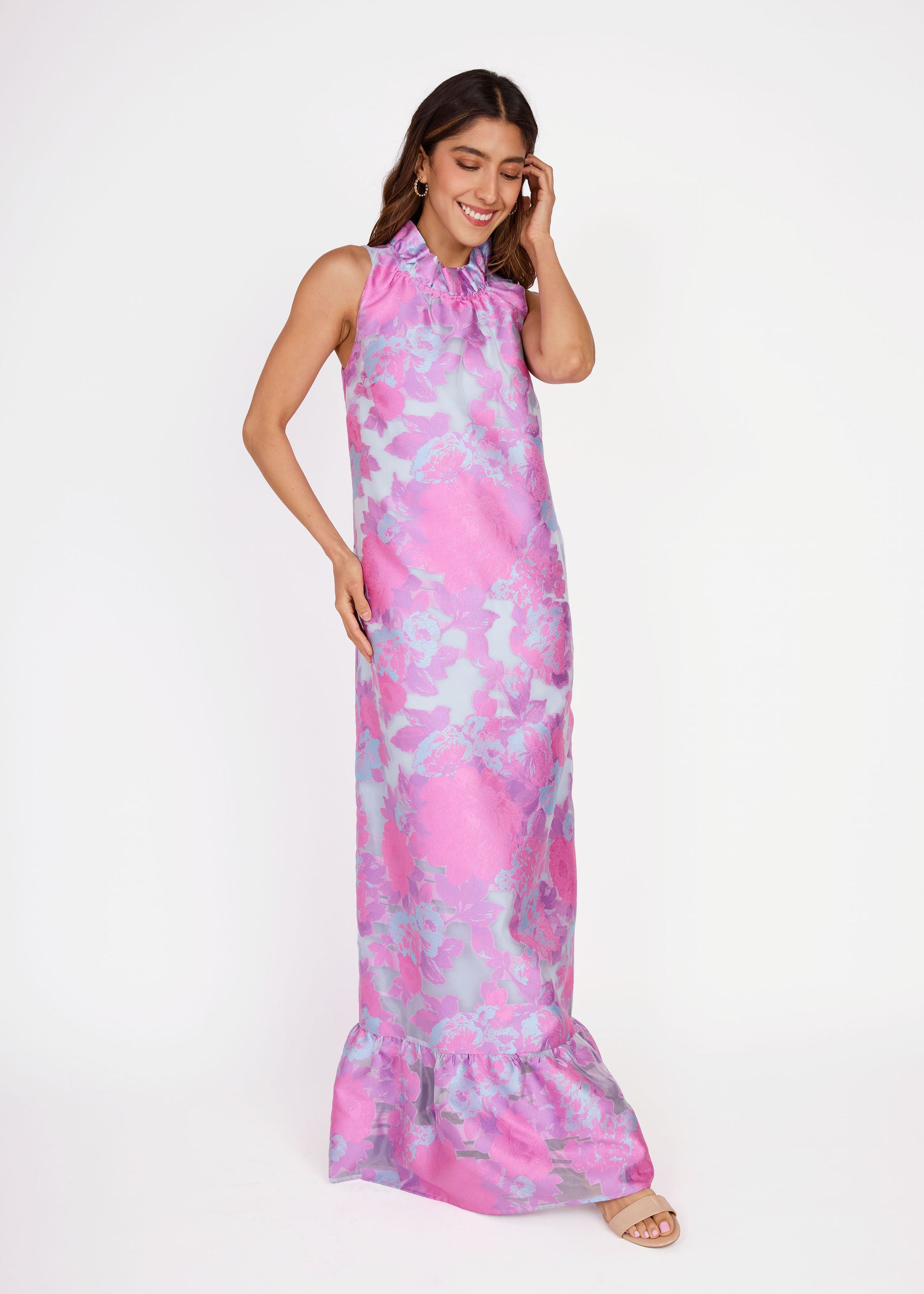 Camille Gown Pink Sky Gardenia Organza