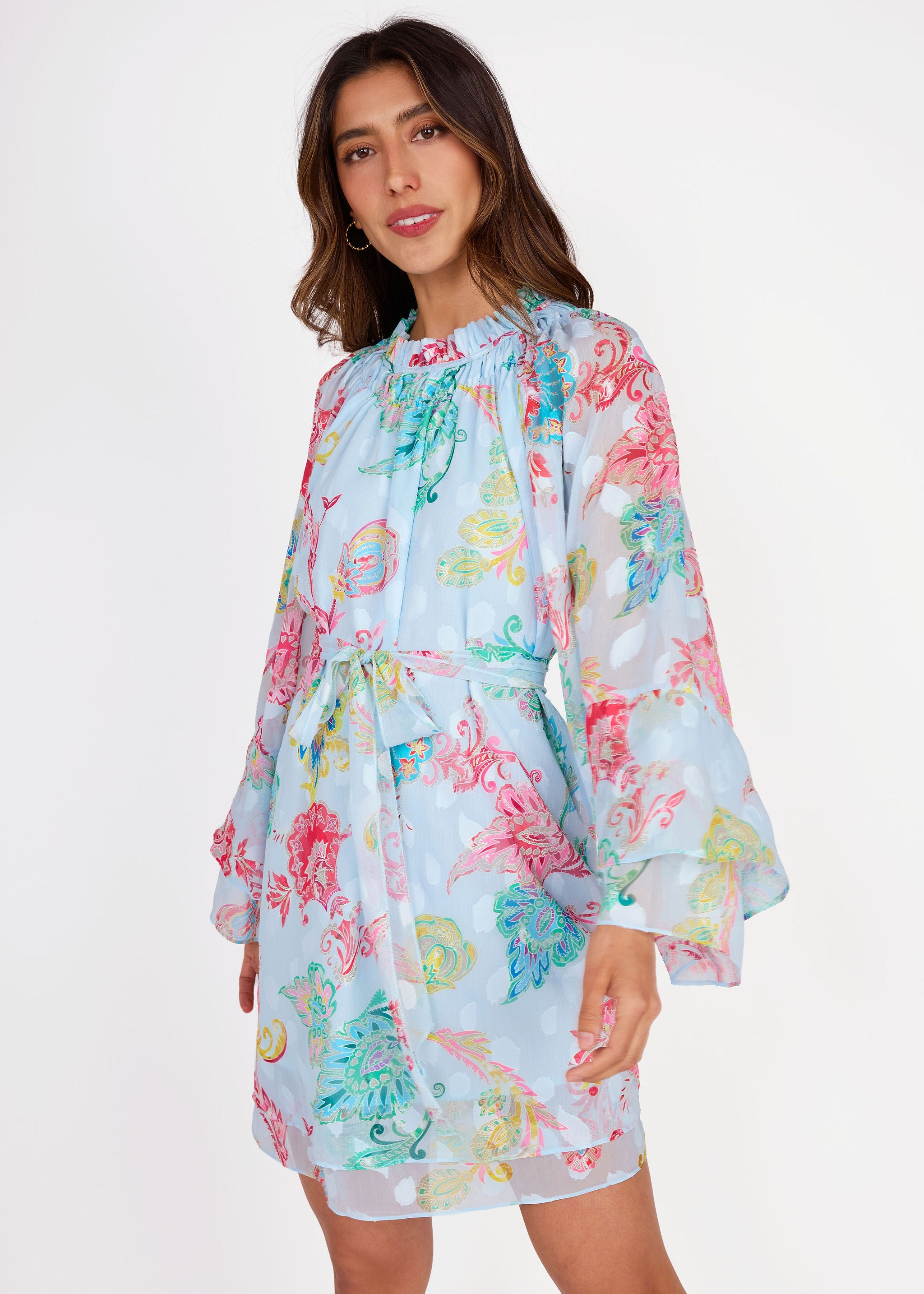 Sophia Dress Sky Blue Paisley Chiffon