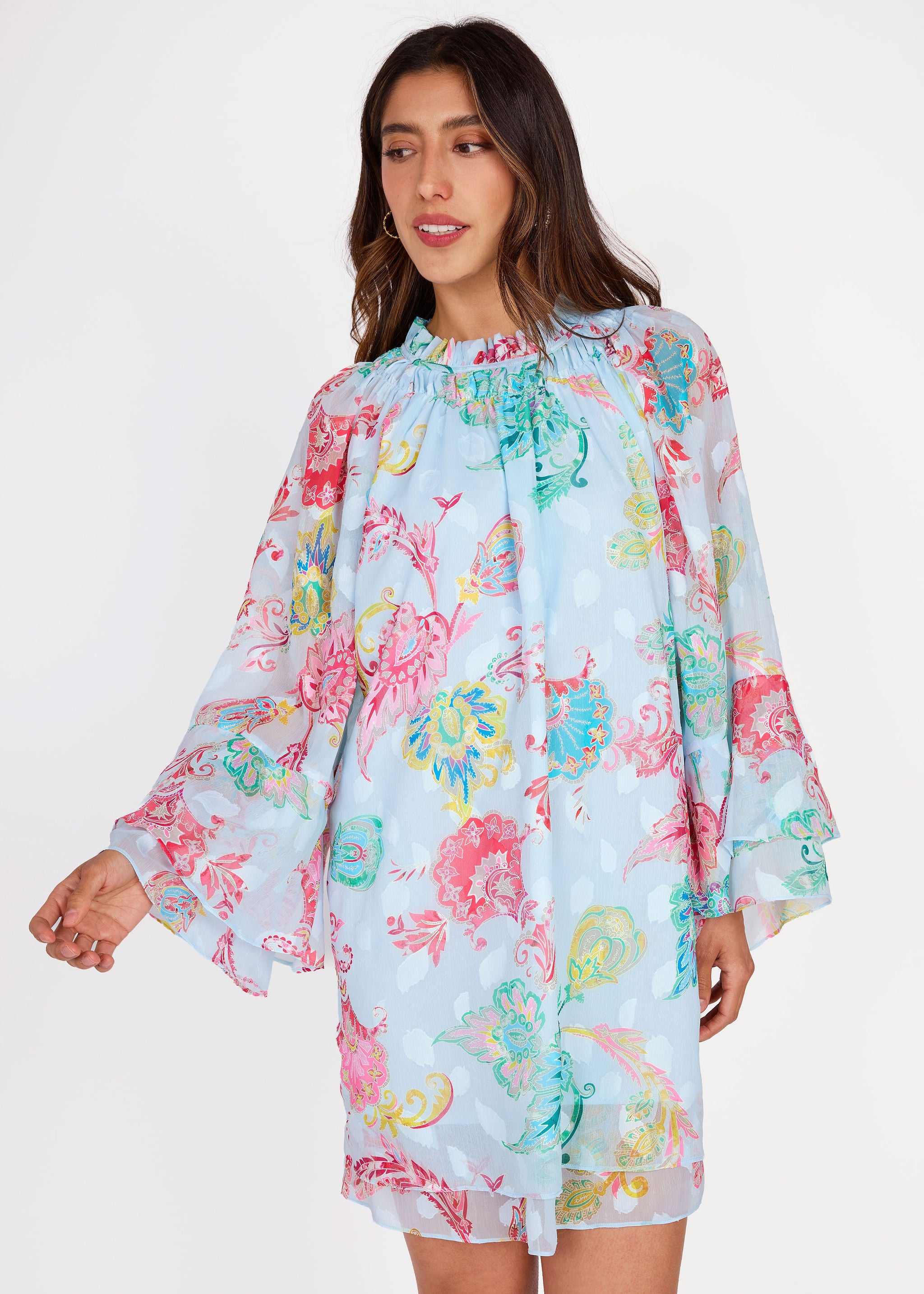 Sophia Dress Sky Blue Paisley Chiffon