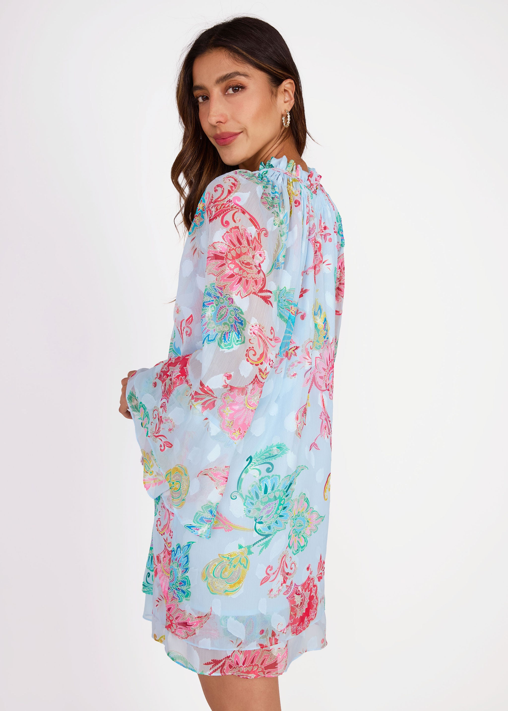 Sophia Dress Sky Blue Paisley Chiffon