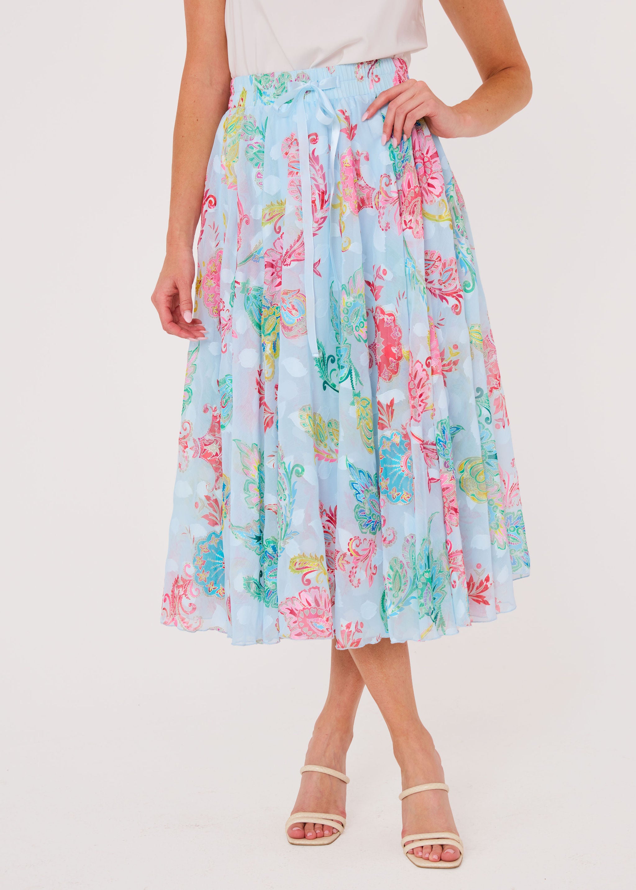 Sue Skirt Sky Blue Paisley Chiffon