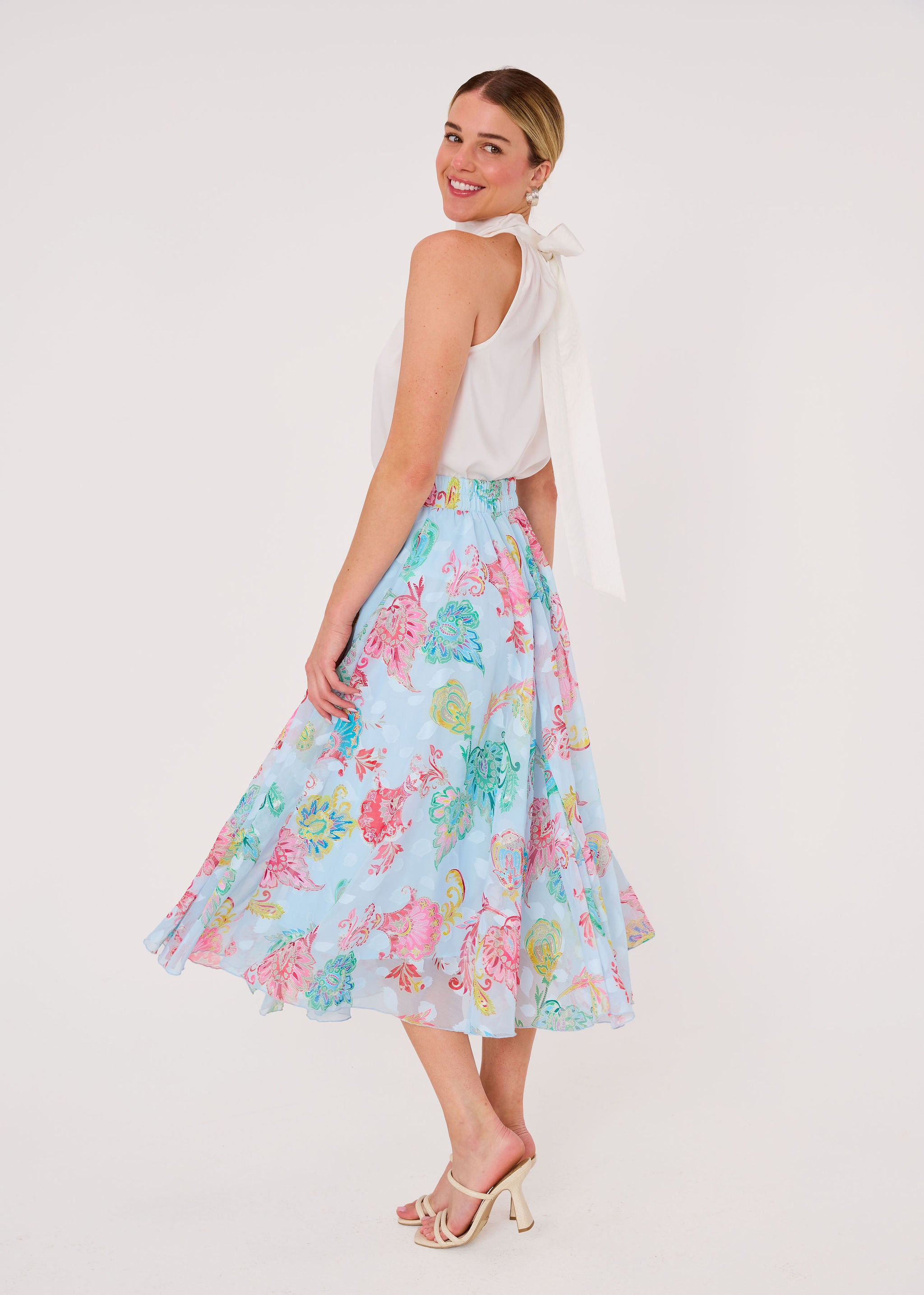 Sue Skirt Sky Blue Paisley Chiffon