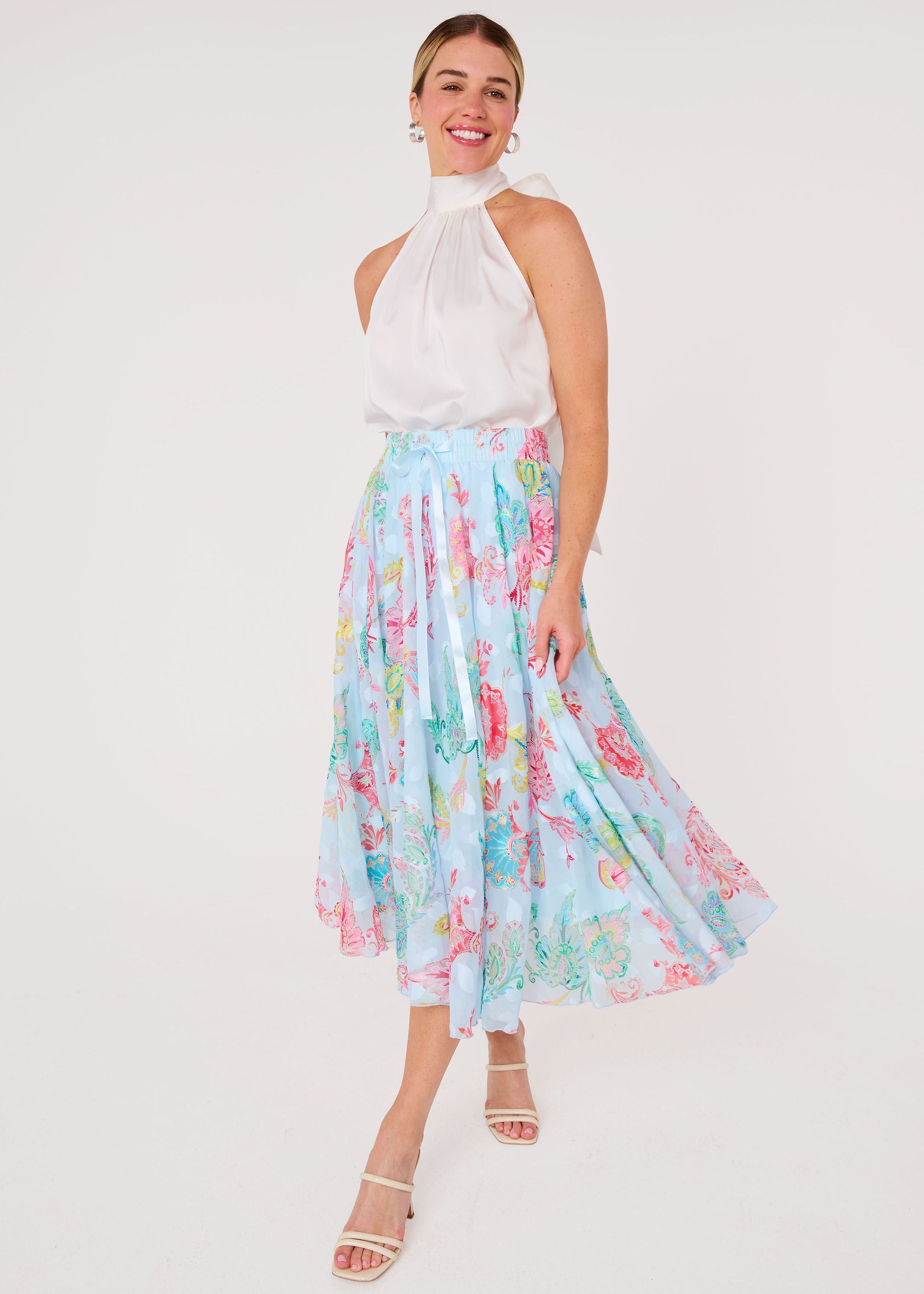 Sue Skirt Sky Blue Paisley Chiffon