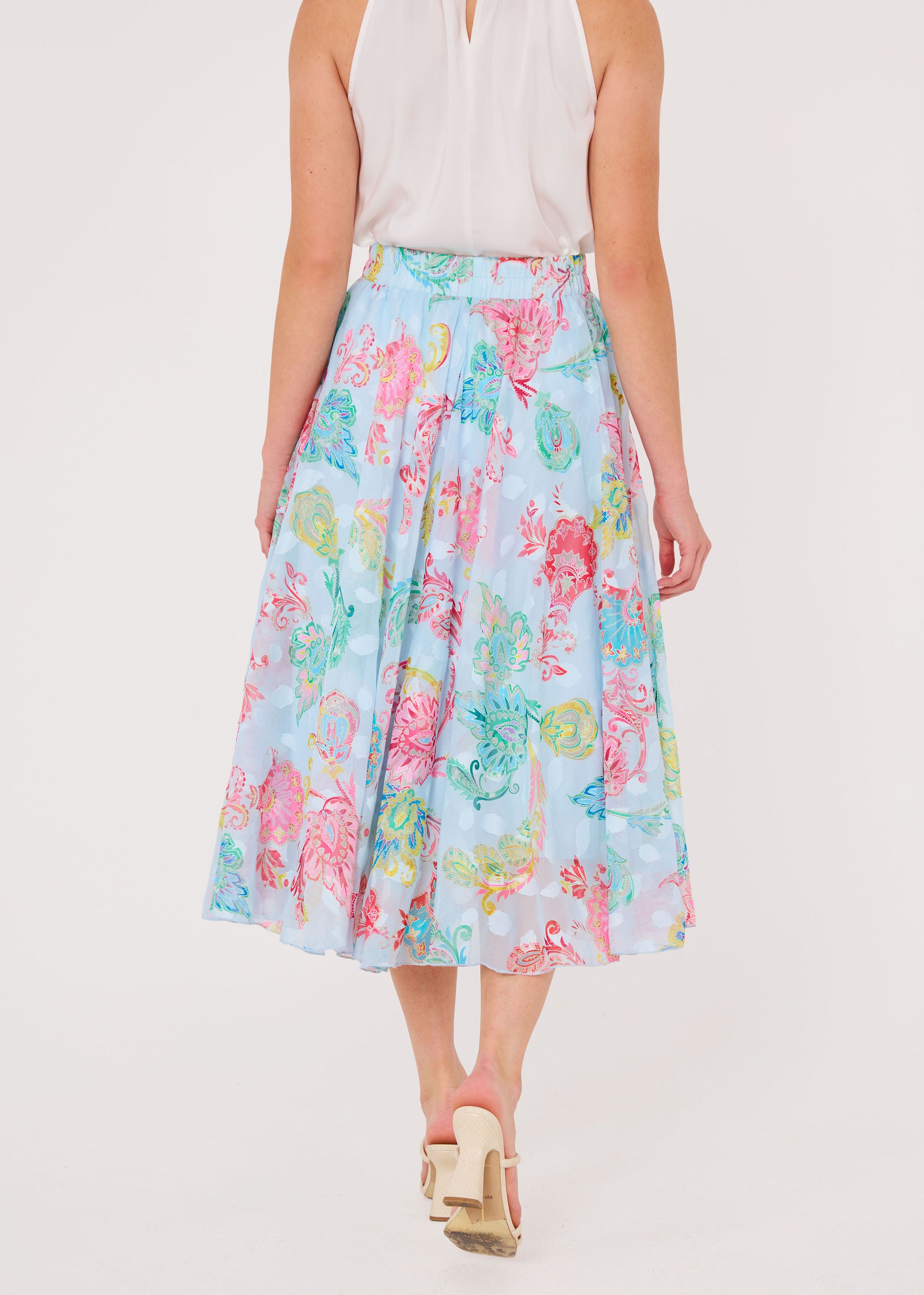 Sue Skirt Sky Blue Paisley Chiffon