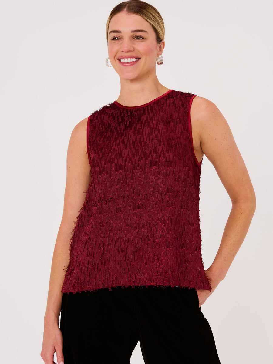 Zoe Top Plum Fringe Chiffon