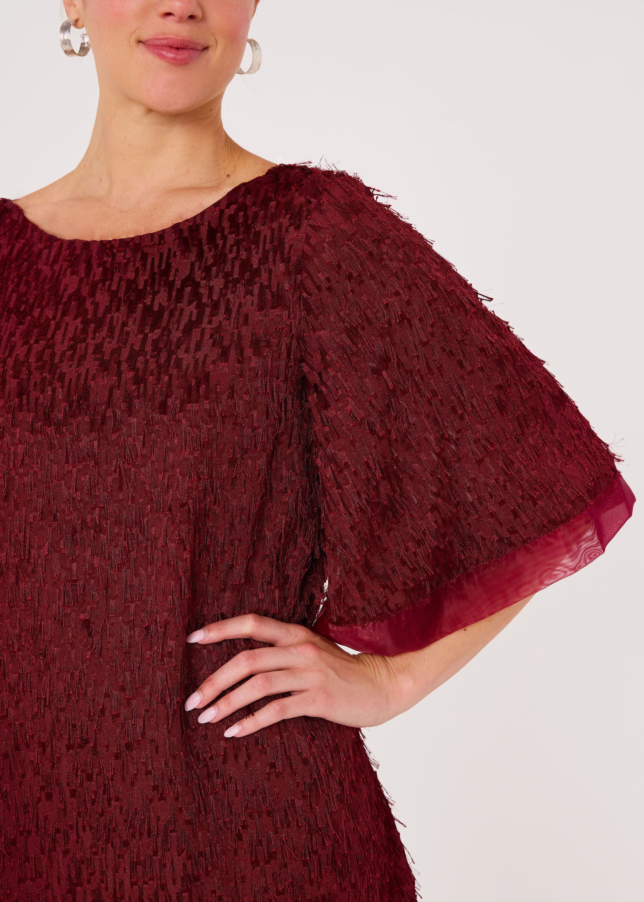 Blythe Dress Plum Fringe Organza