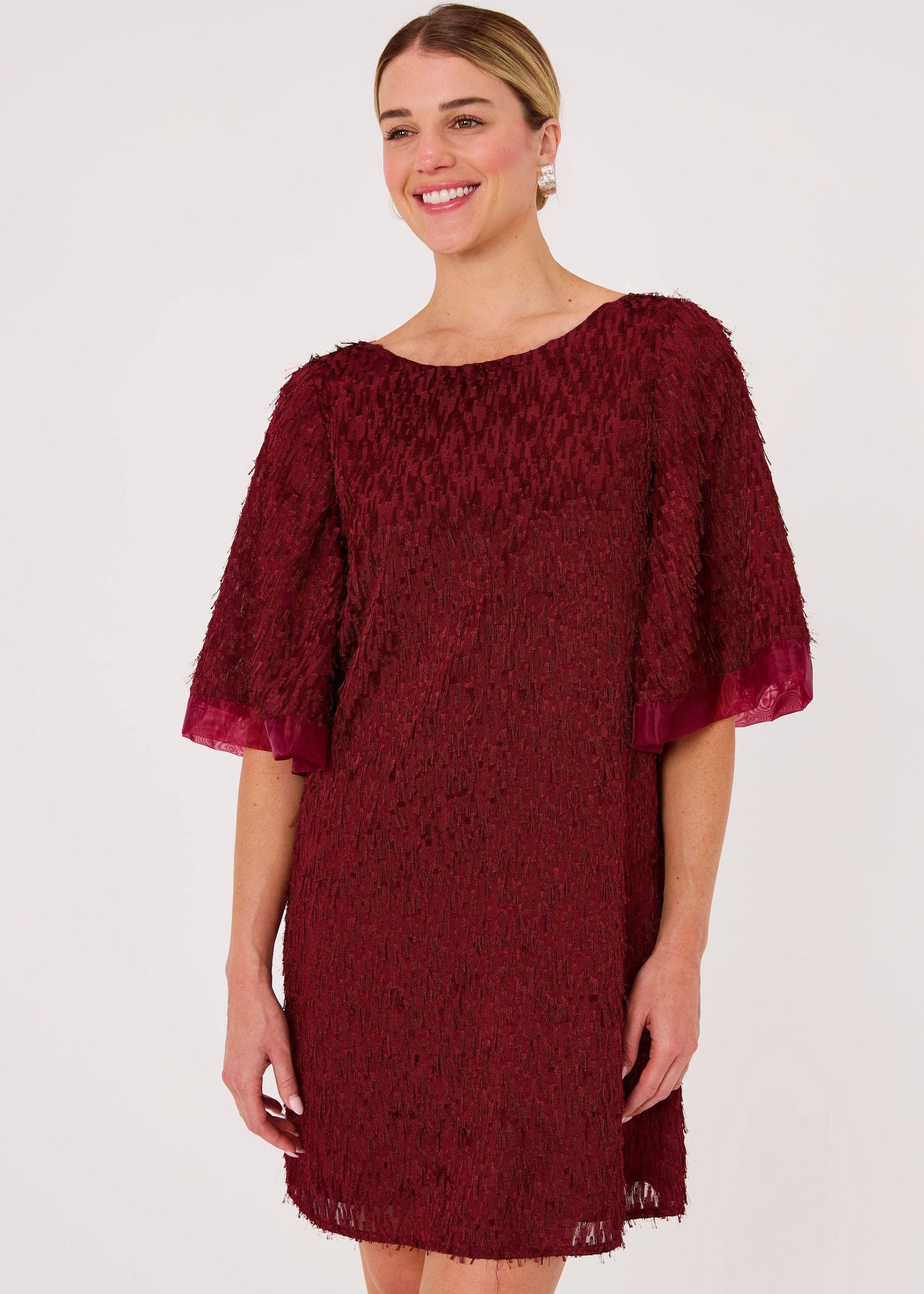 Blythe Dress Plum Fringe Organza