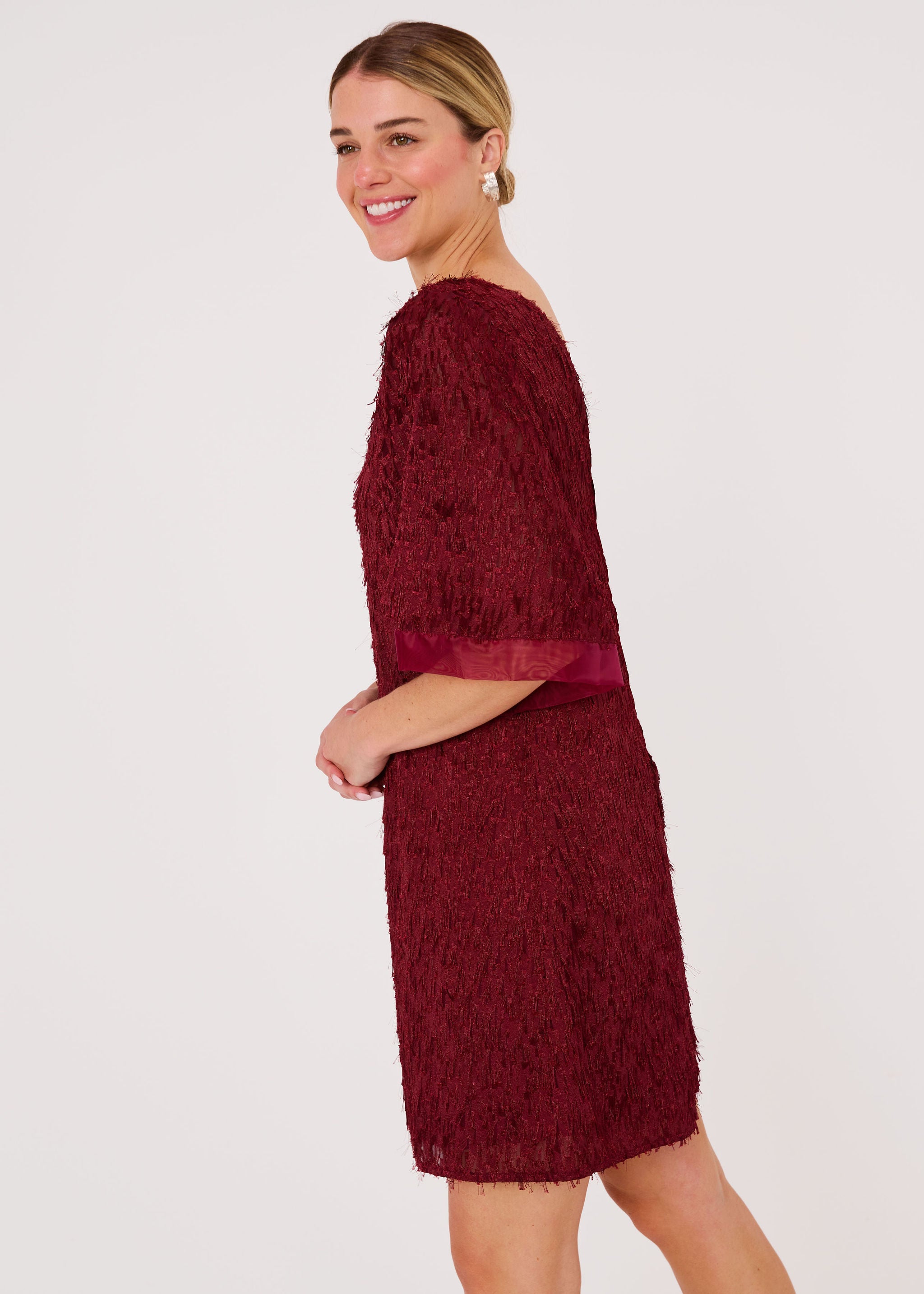 Blythe Dress Plum Fringe Organza