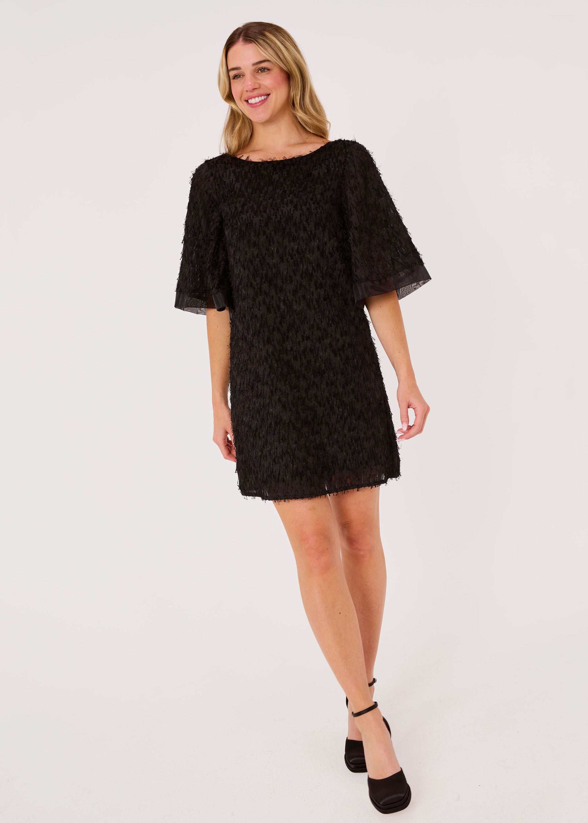 Blythe Dress Black Fringe Chiffon