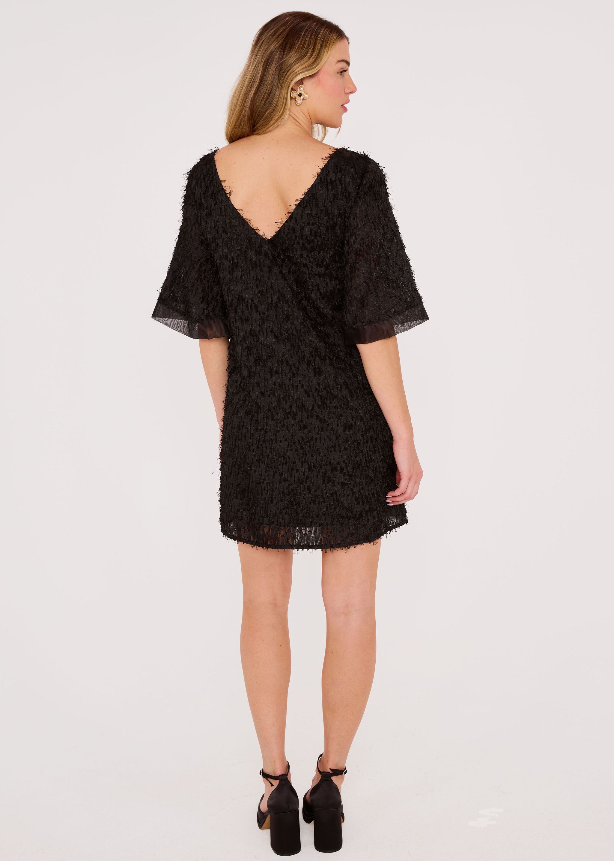 Blythe Dress Black Fringe Chiffon