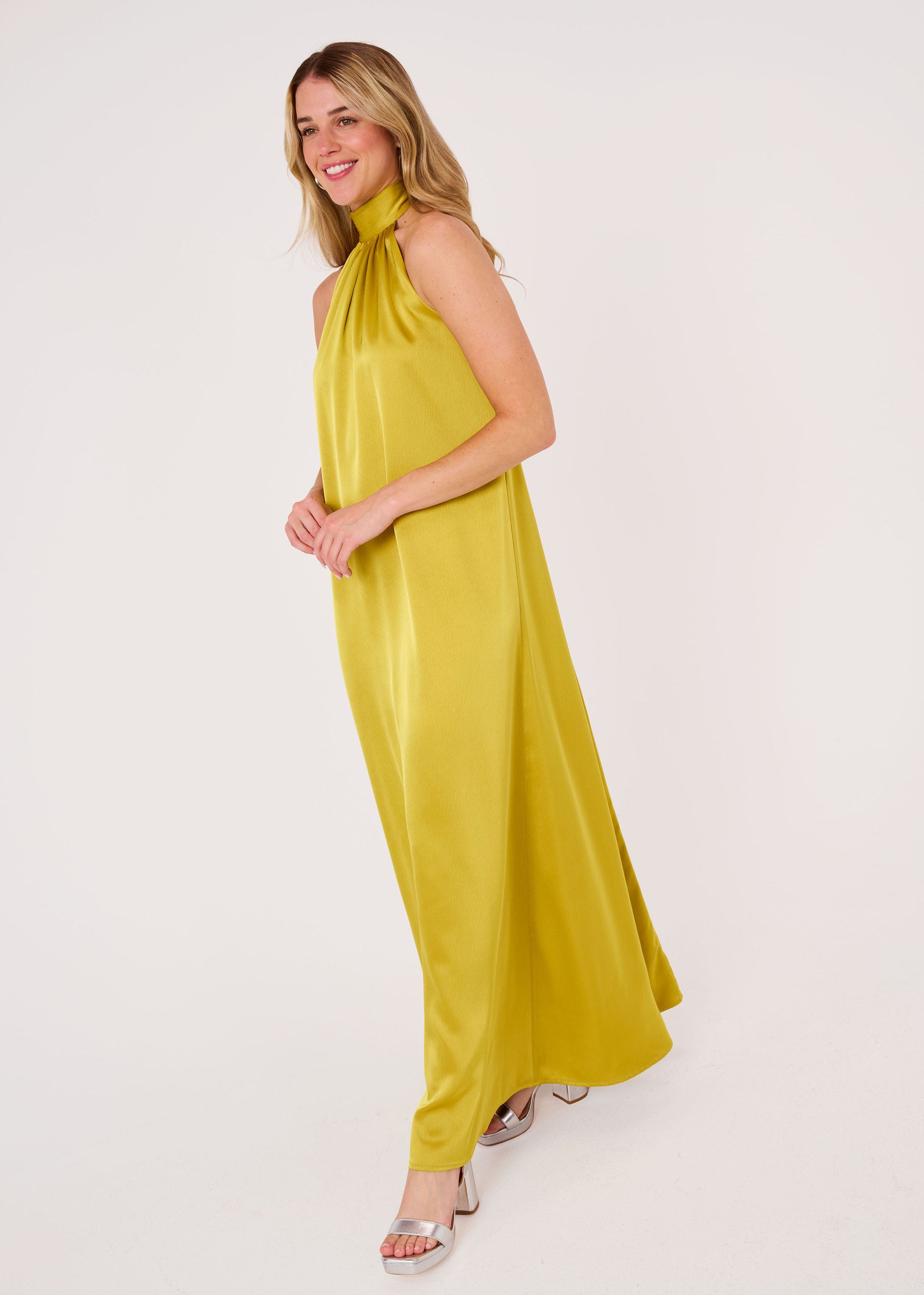 Rory Gown Golden Olive Satin