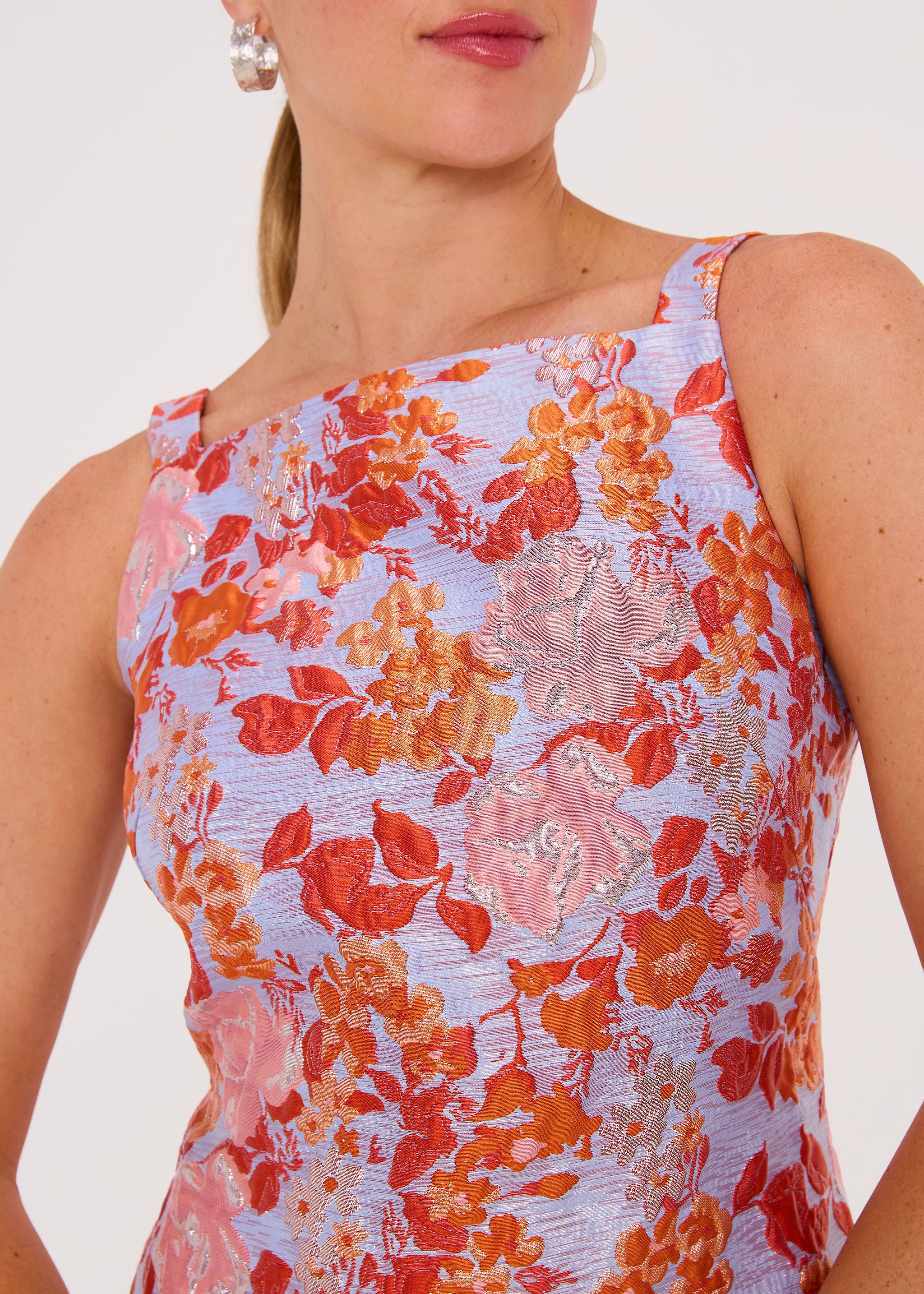 Clara Dress Coral Garden Jacquard