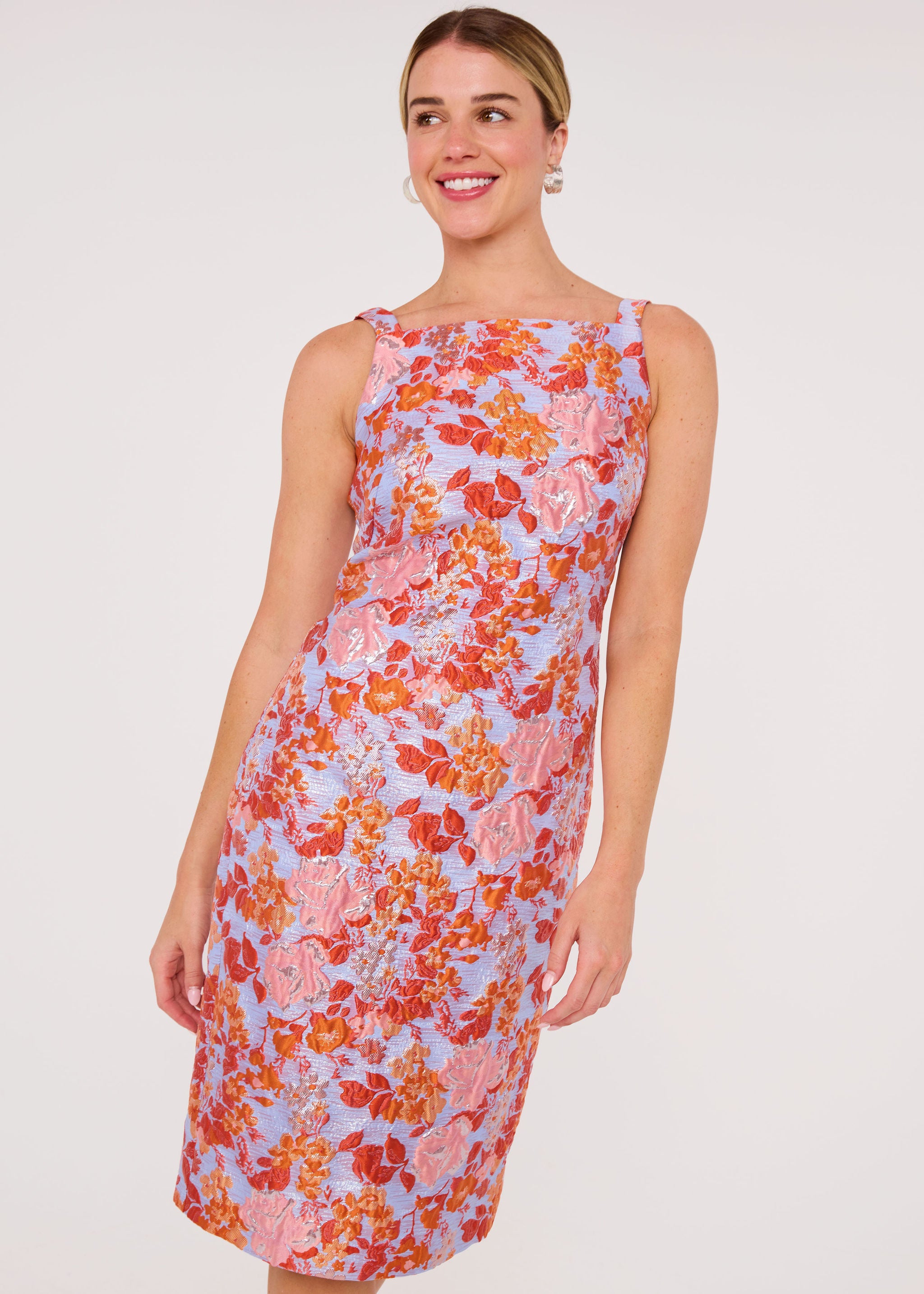 Clara Dress Coral Garden Jacquard