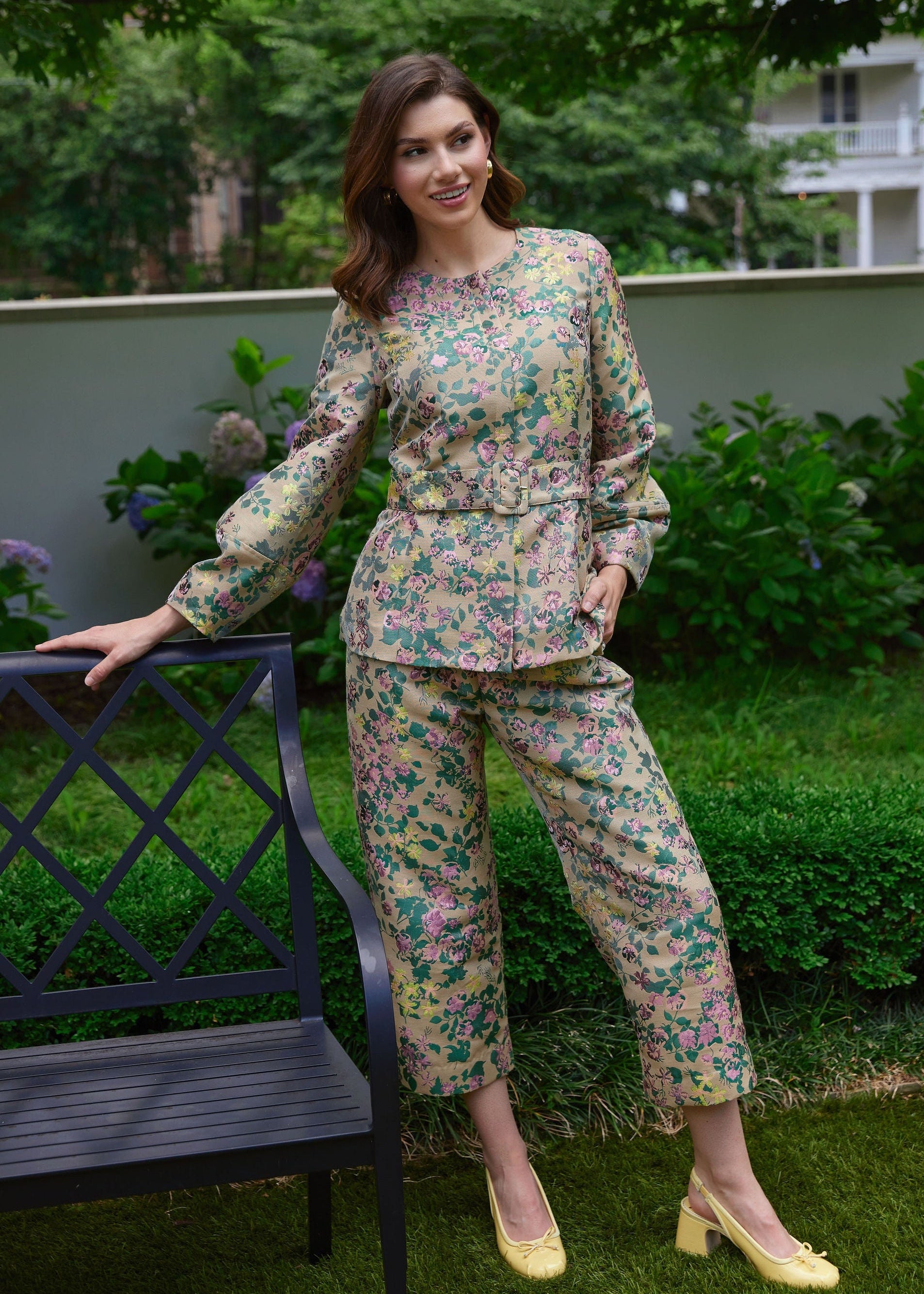 Corrie Pant Rose Tapestry Jacquard