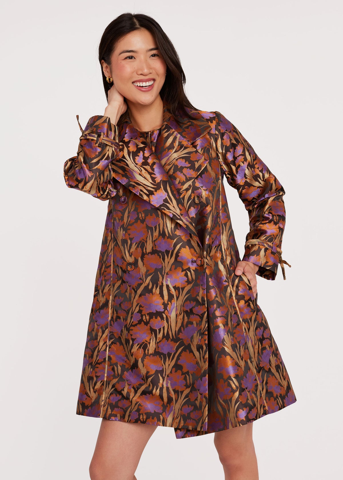 Marisol Coat Safari Silhouette Jacquard