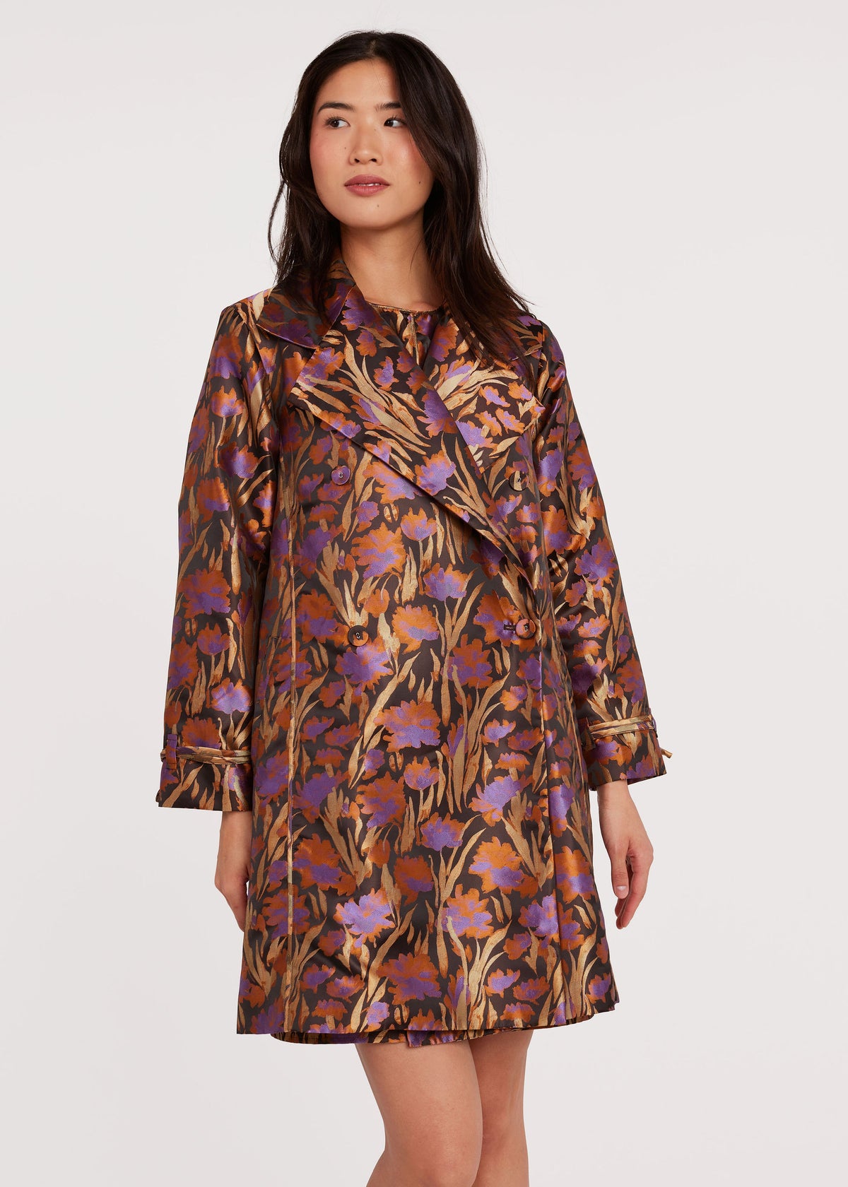 Marisol Coat Safari Silhouette Jacquard