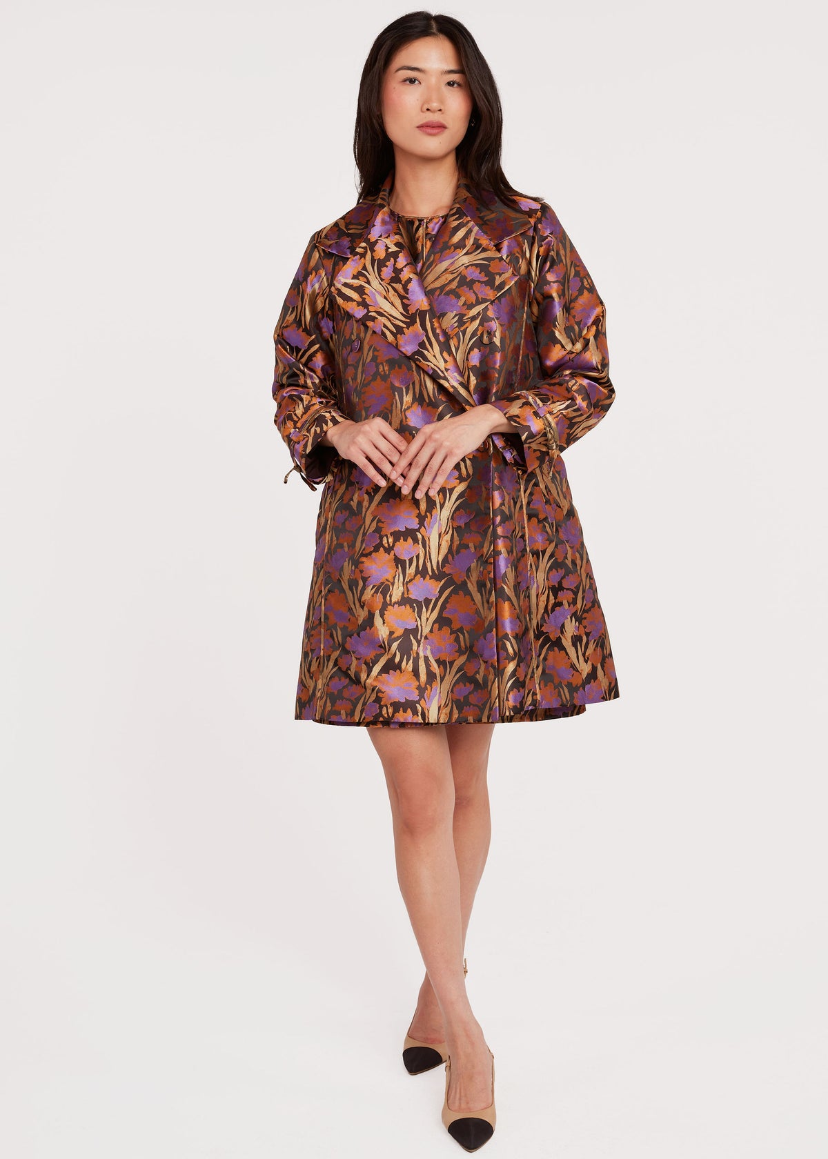 Marisol Coat Safari Silhouette Jacquard