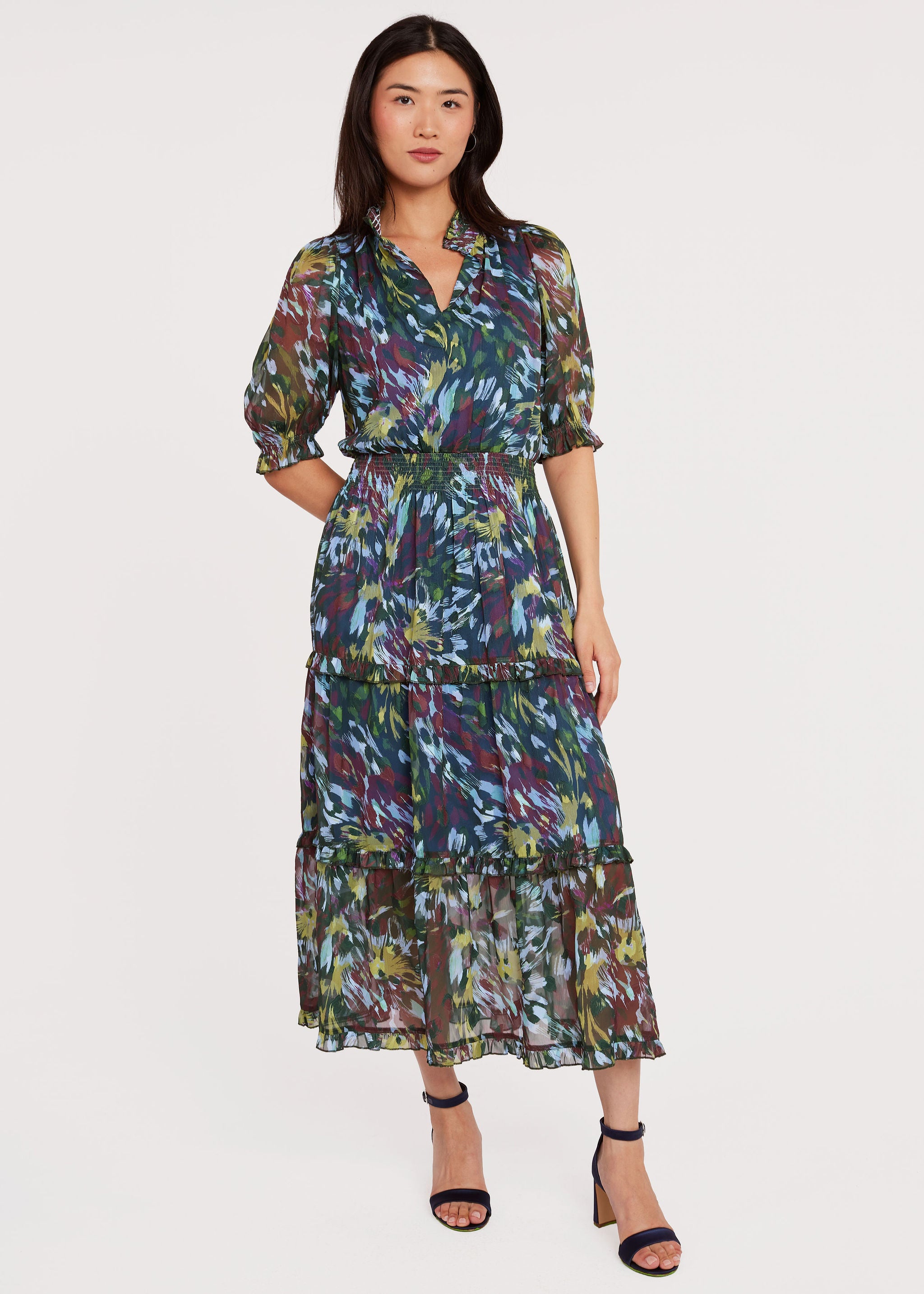 Bennett Gown Forest Brushstroke Chiffon
