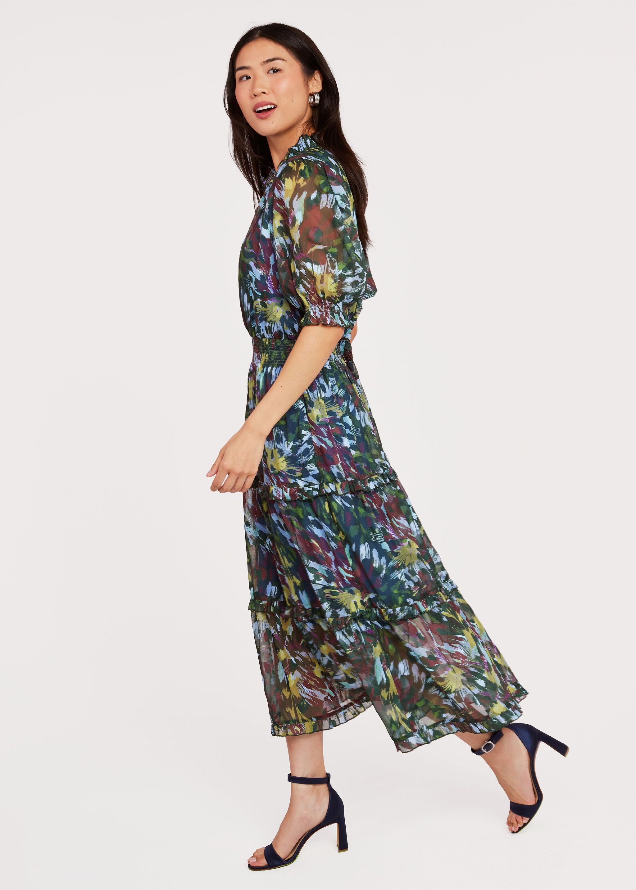 Bennett Gown Forest Brushstroke Chiffon
