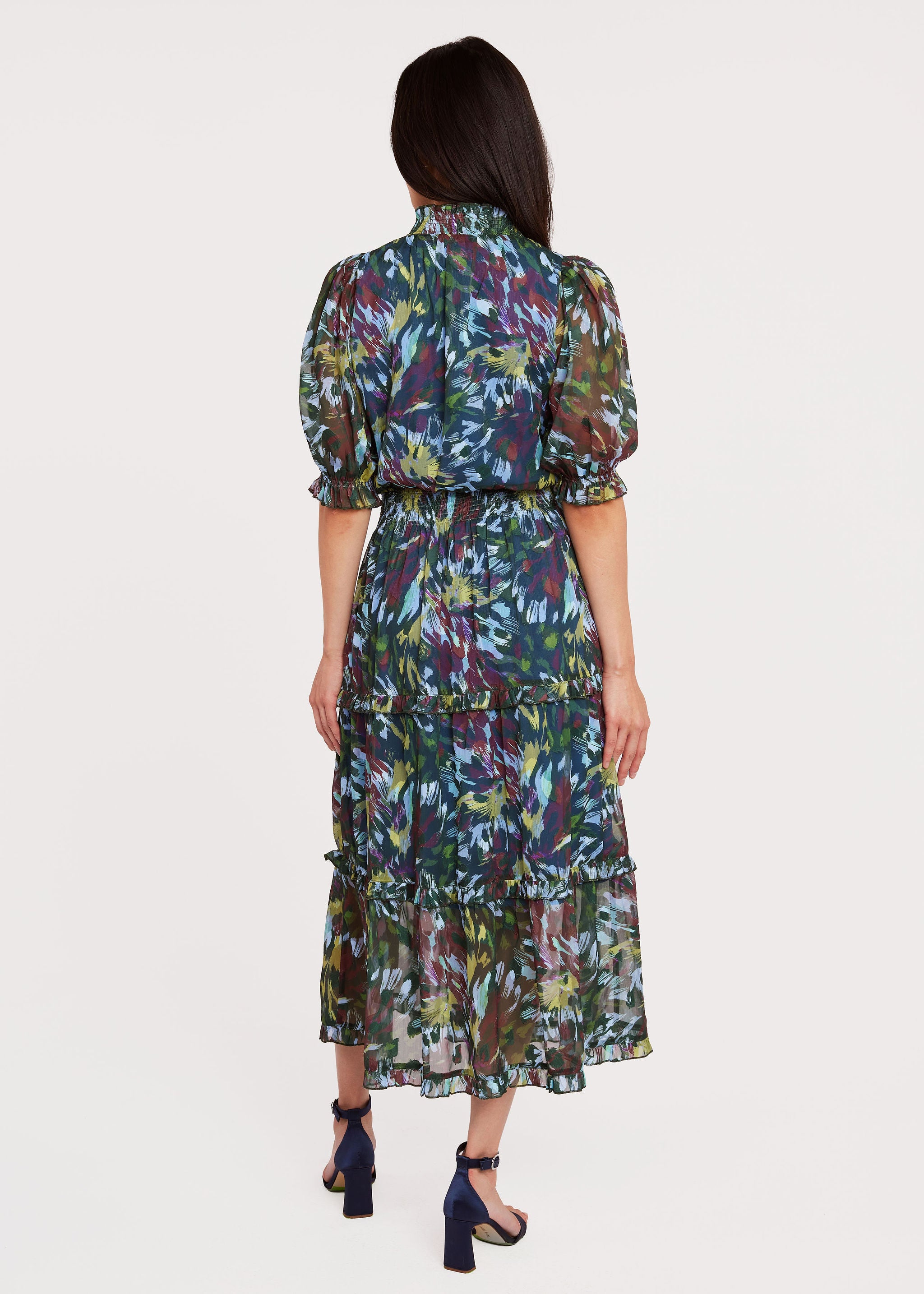 Bennett Gown Forest Brushstroke Chiffon