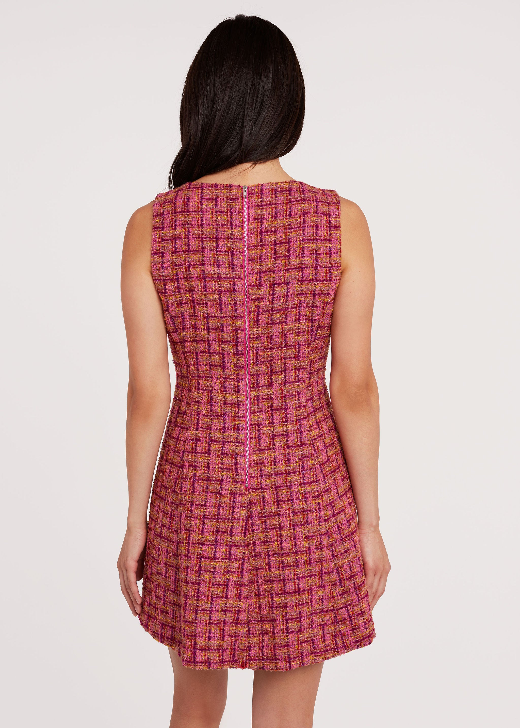 Avery Dress Mulberry Boucle Tweed