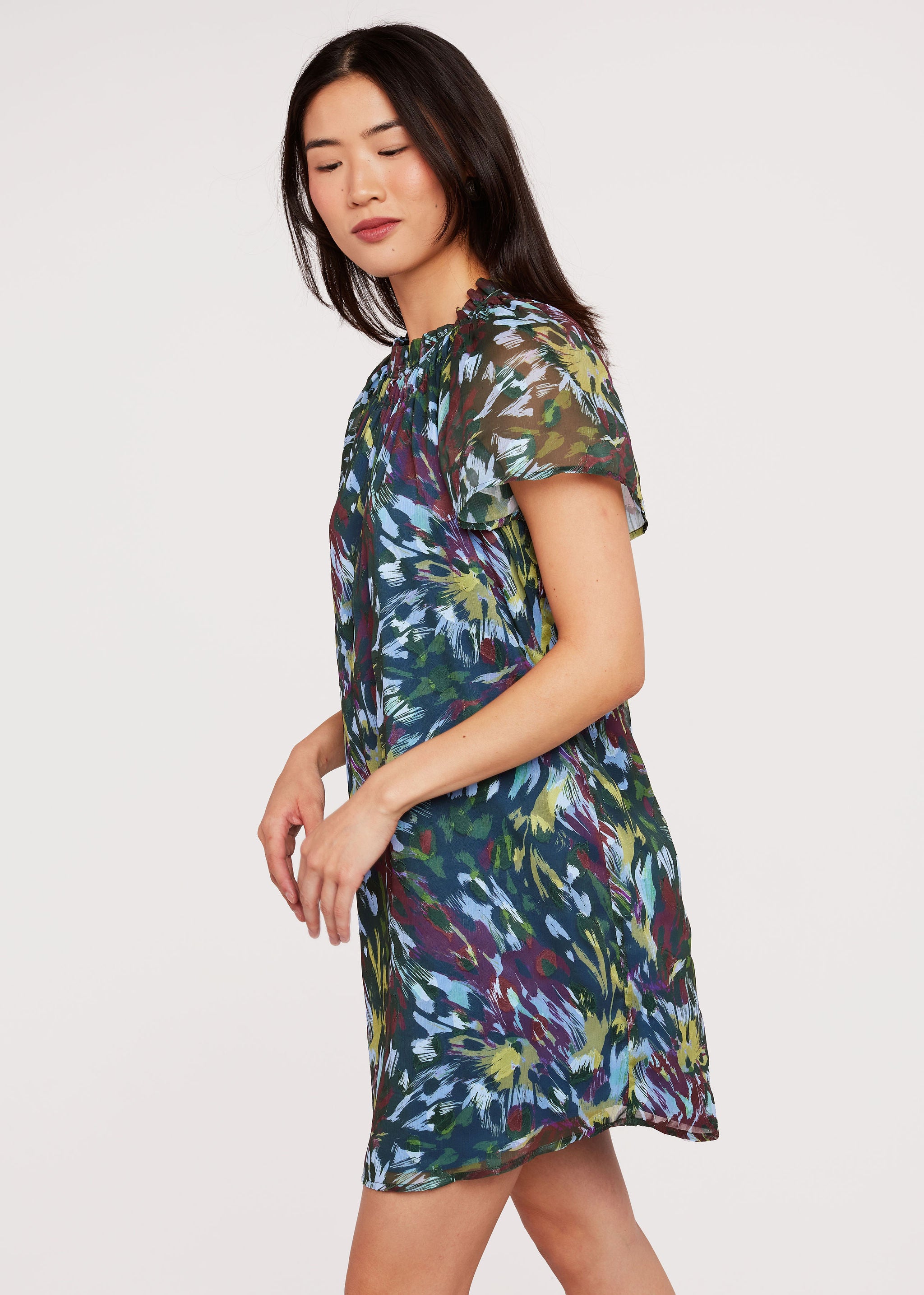 Quinn Dress Forest Brushstroke Chiffon