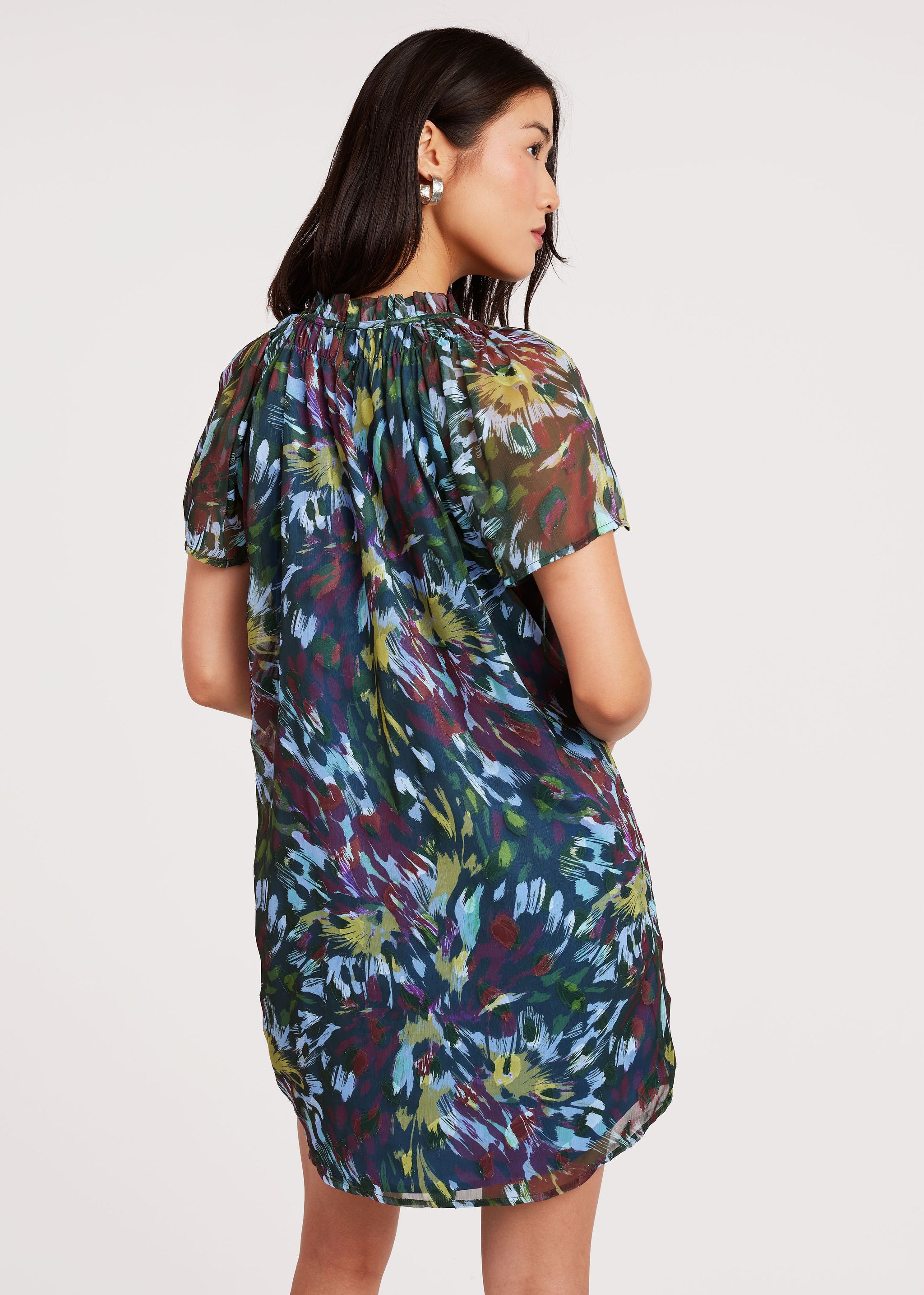 Quinn Dress Forest Brushstroke Chiffon
