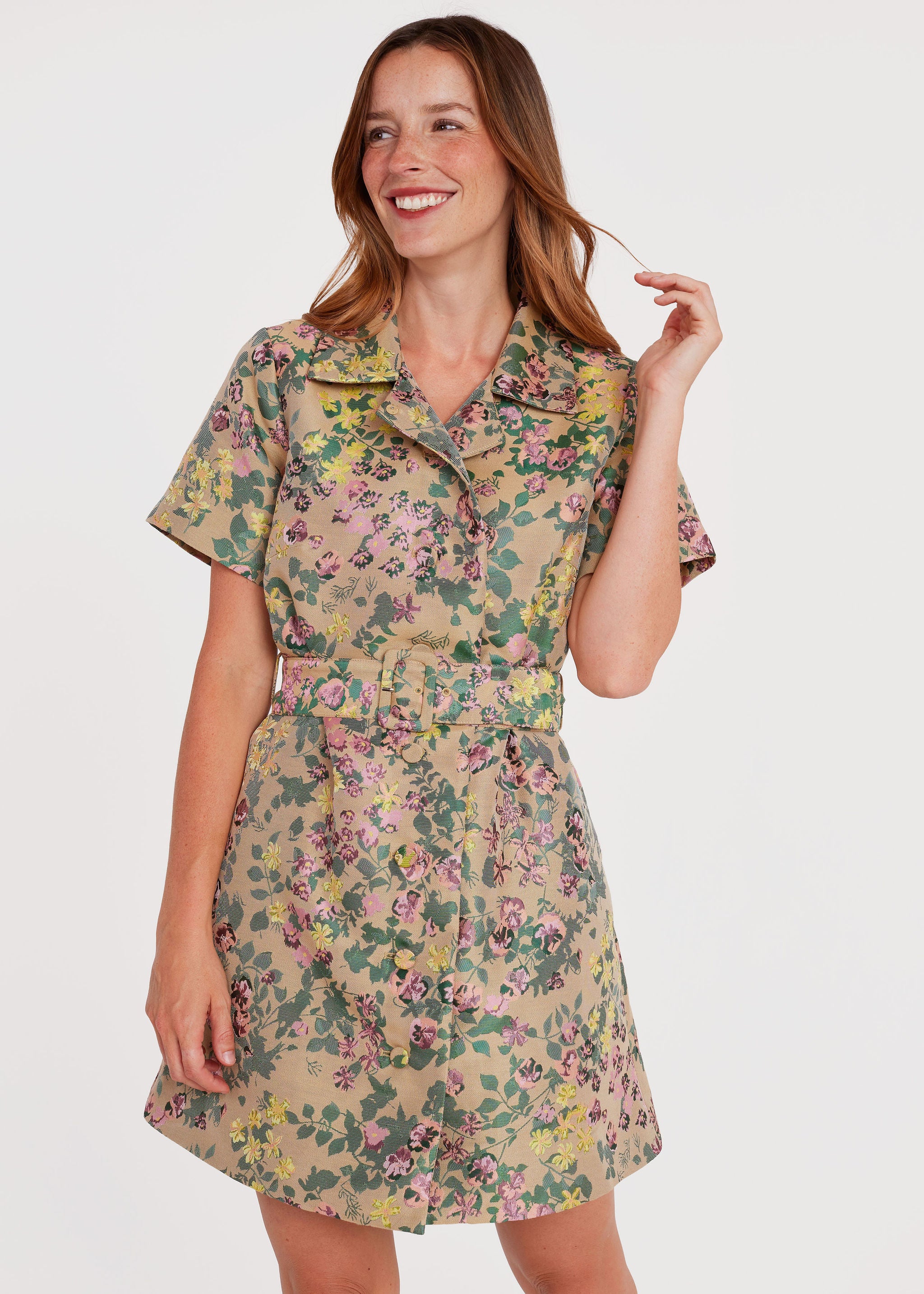 Billie Dress Rose Tapestry Jacquard