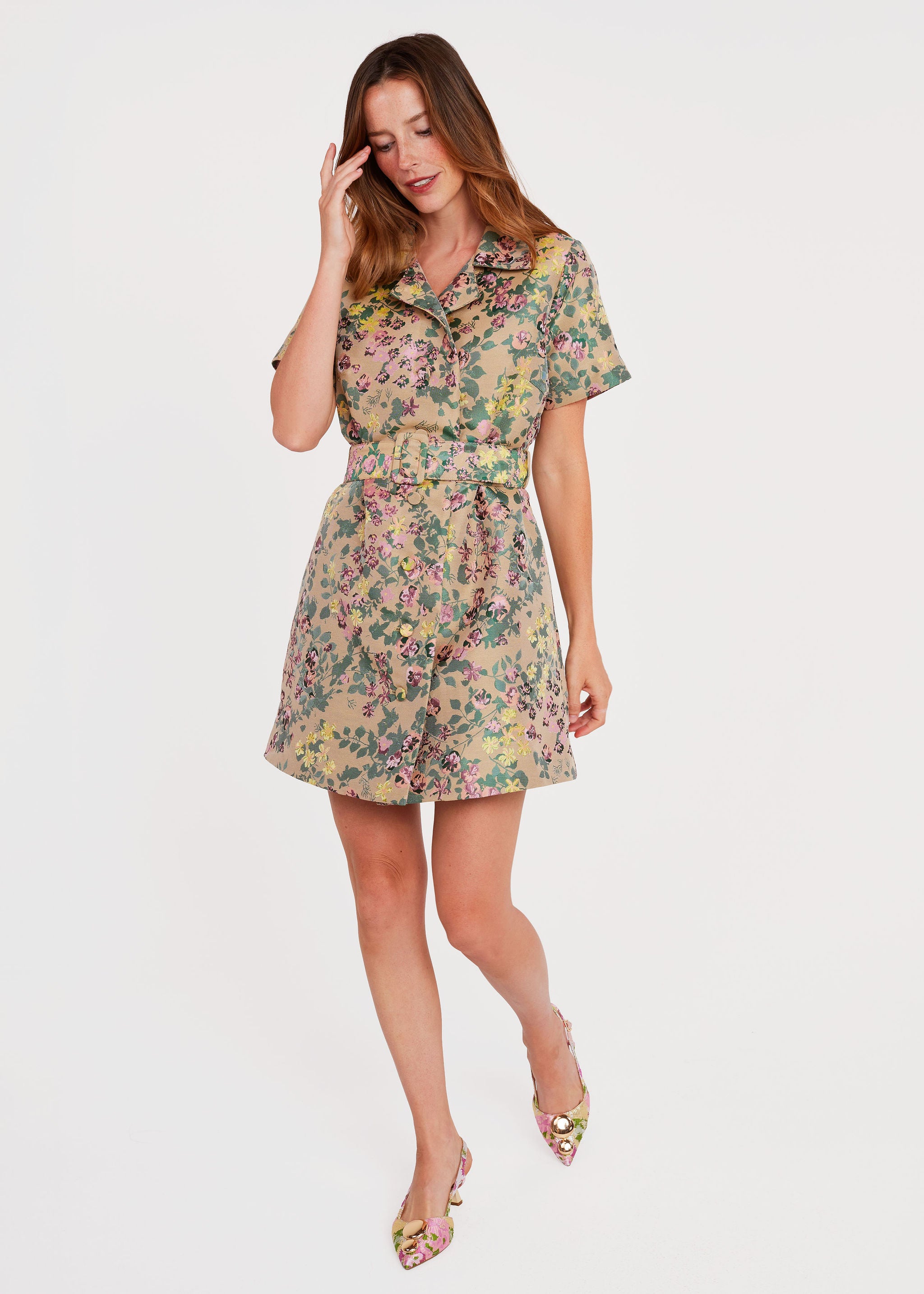Billie Dress Rose Tapestry Jacquard