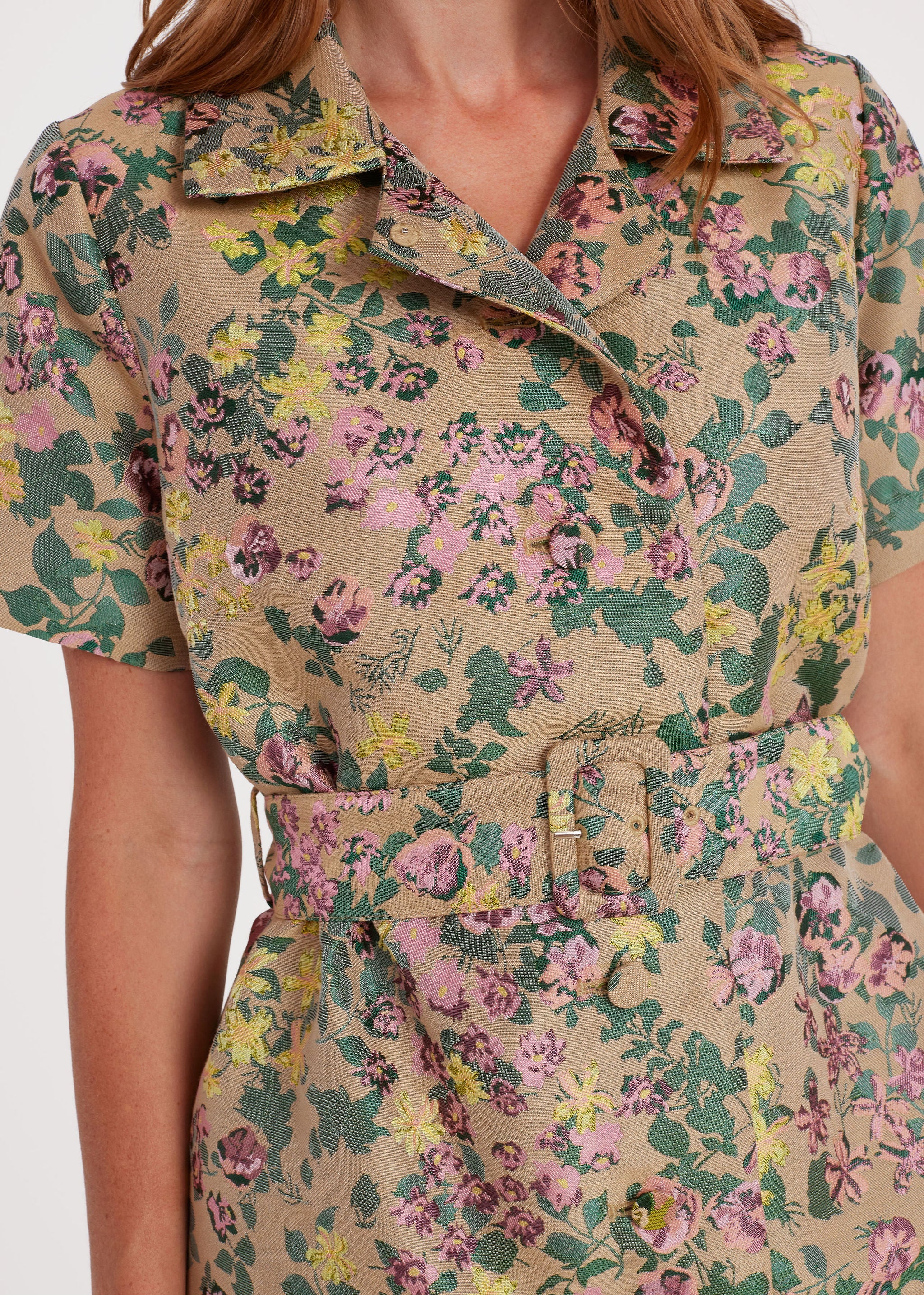 Billie Dress Rose Tapestry Jacquard