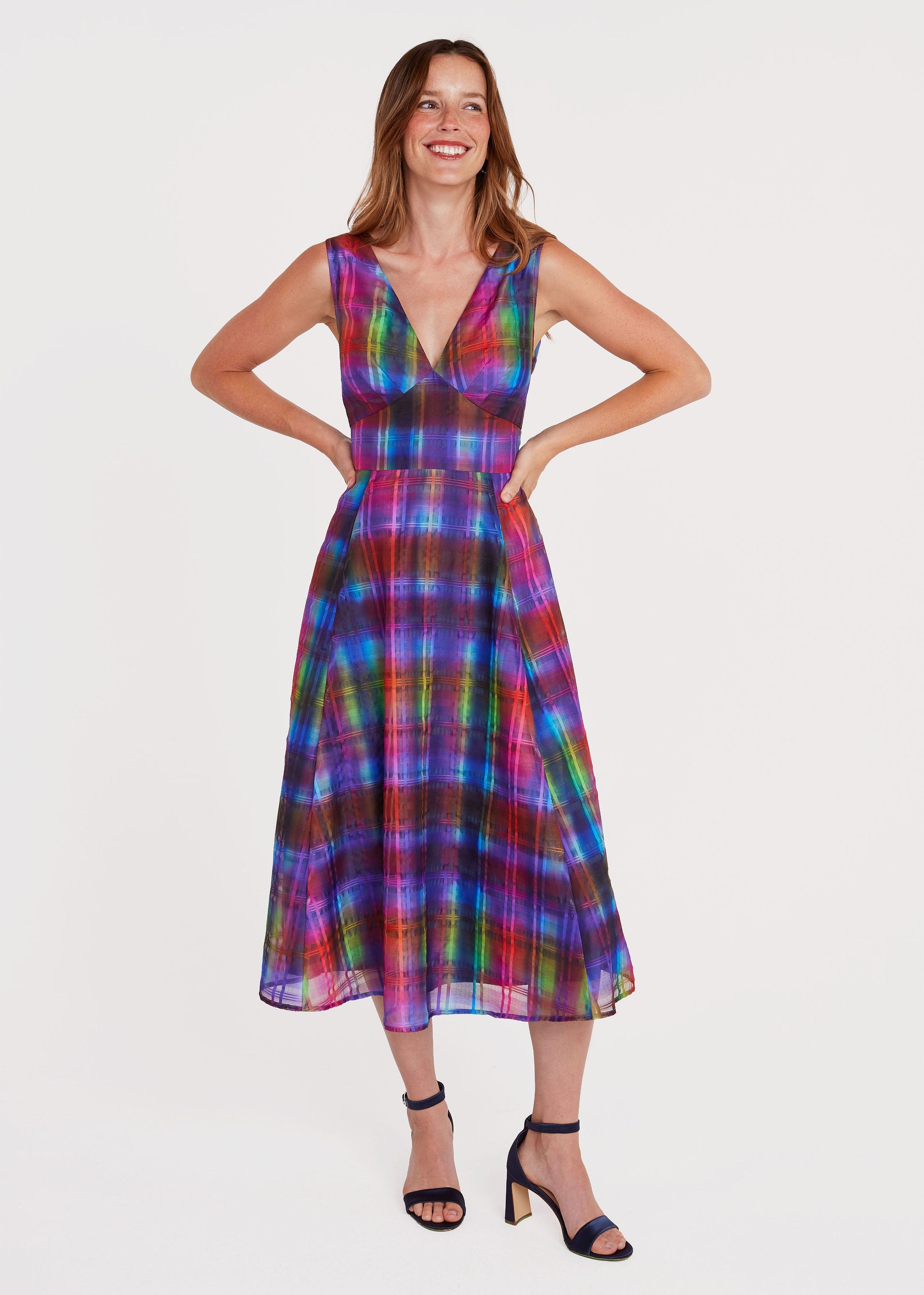 Martha Midi Dress Prism Plaid Organza