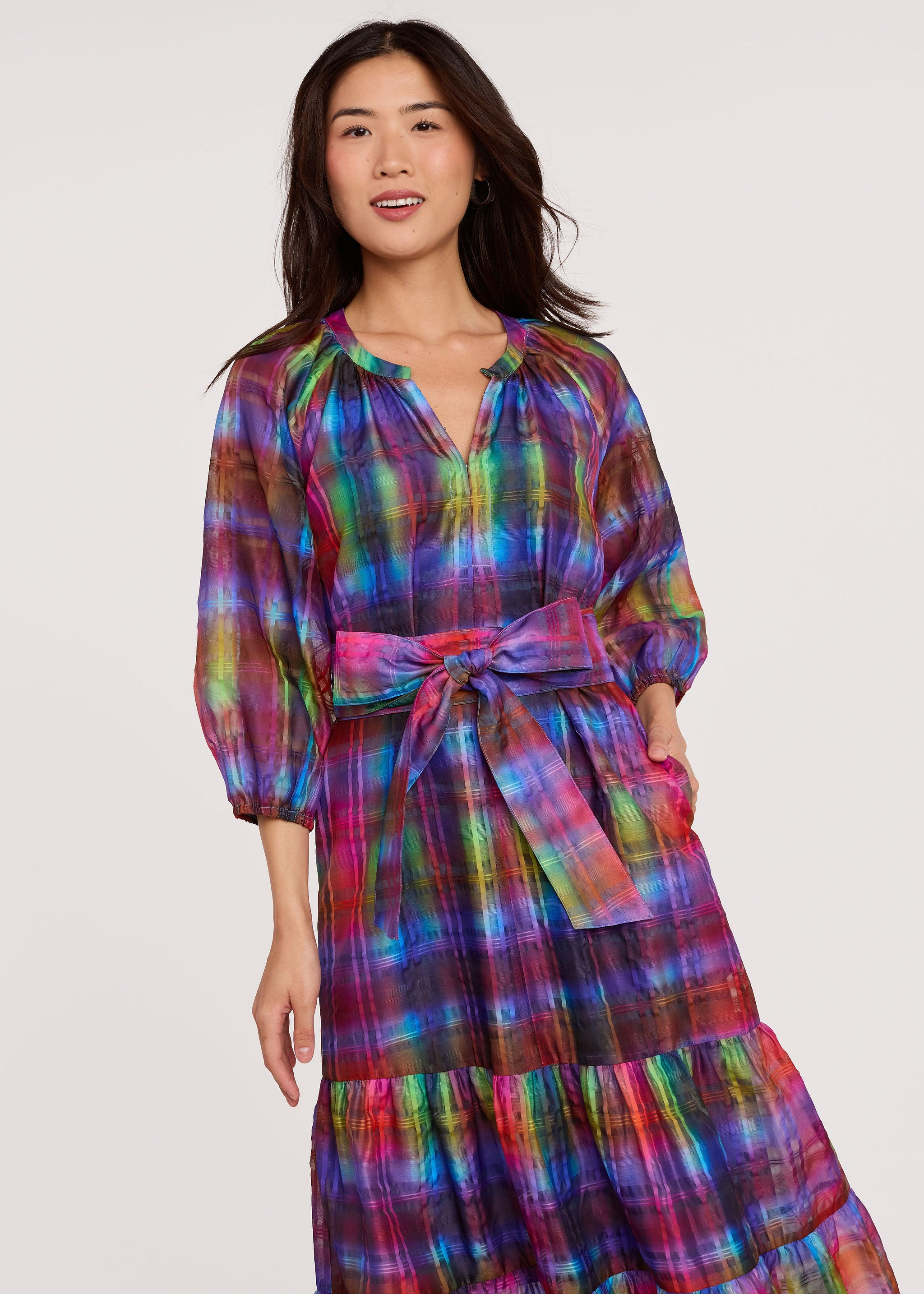 Elise Dress Prism Plaid Organza