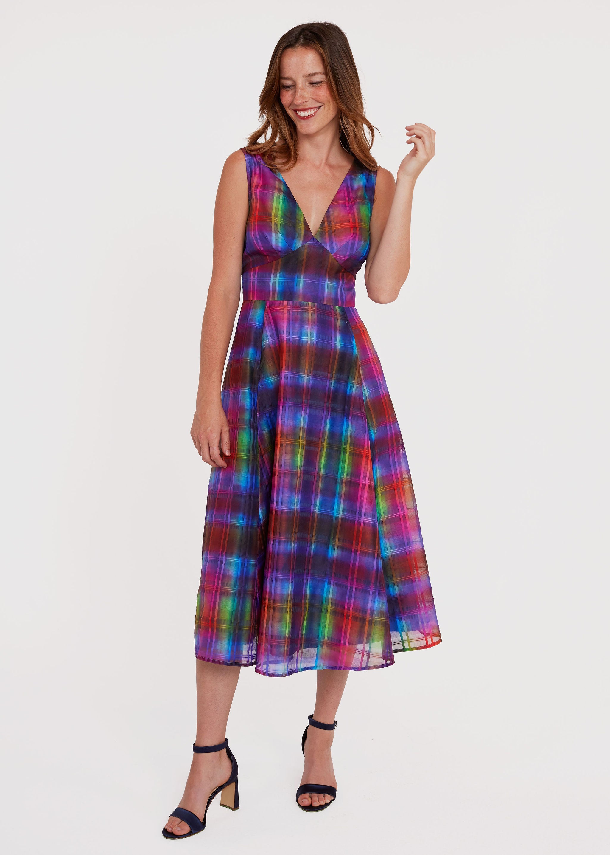 Martha Midi Dress Prism Plaid Organza