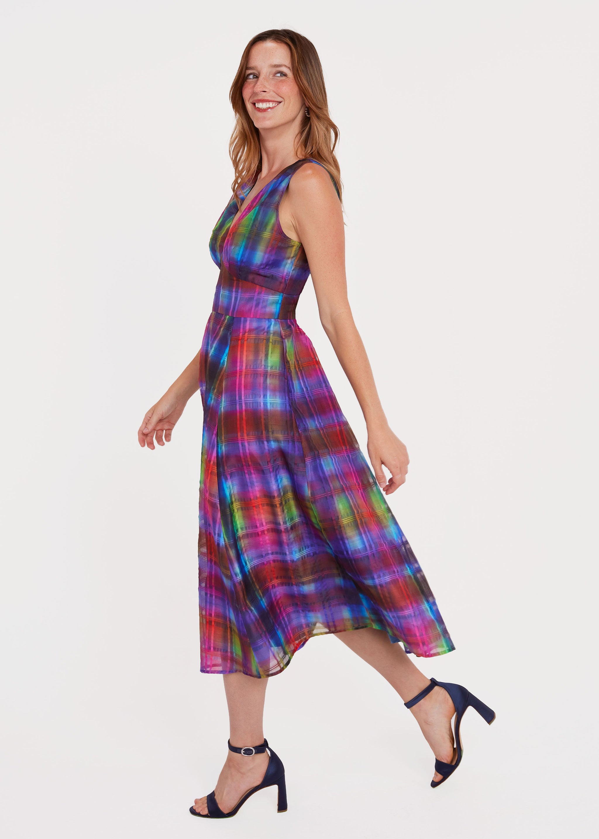 Martha Midi Dress Prism Plaid Organza